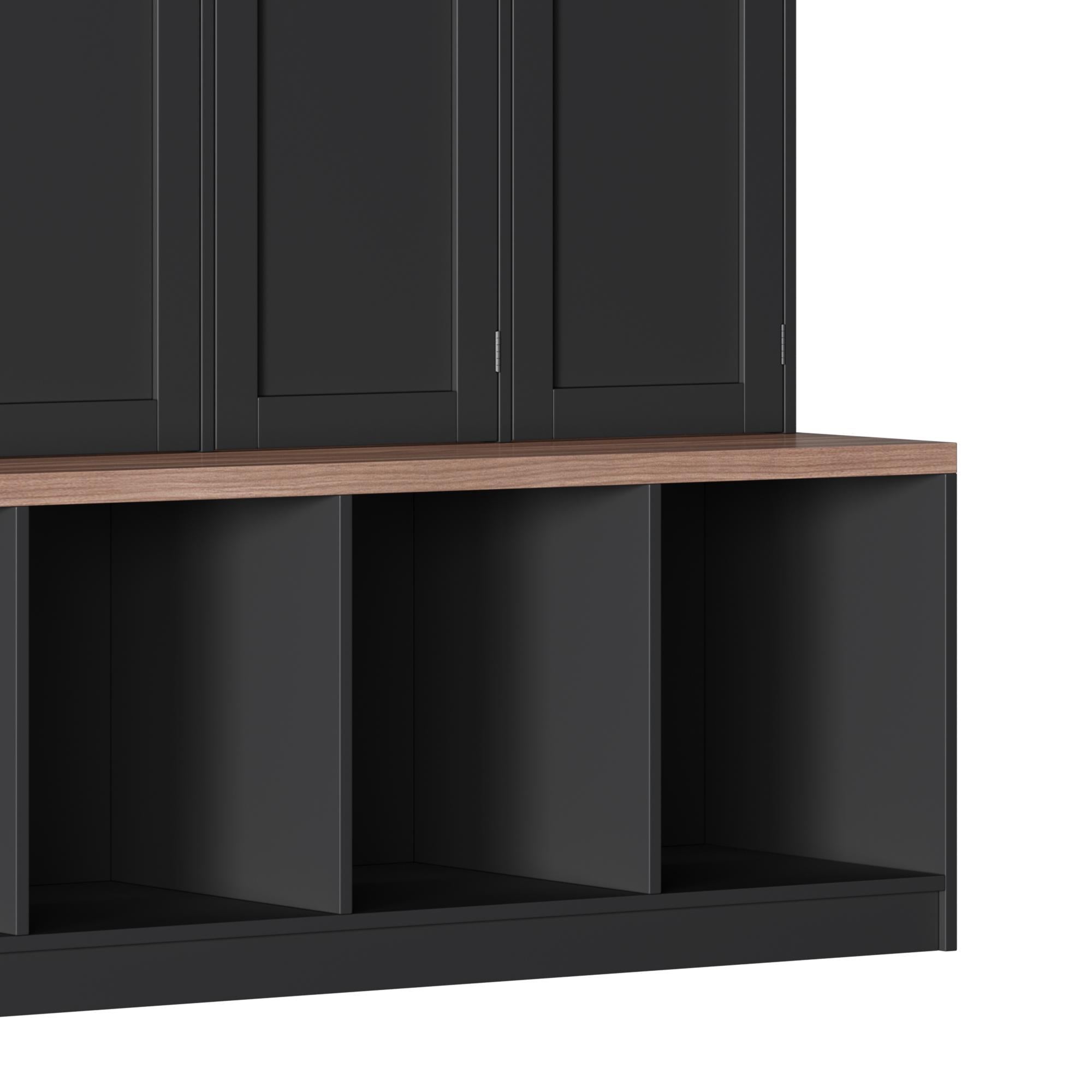 Farmhouse Hall Tree With 4 Hidden Hanging Hooks And 8 Doors