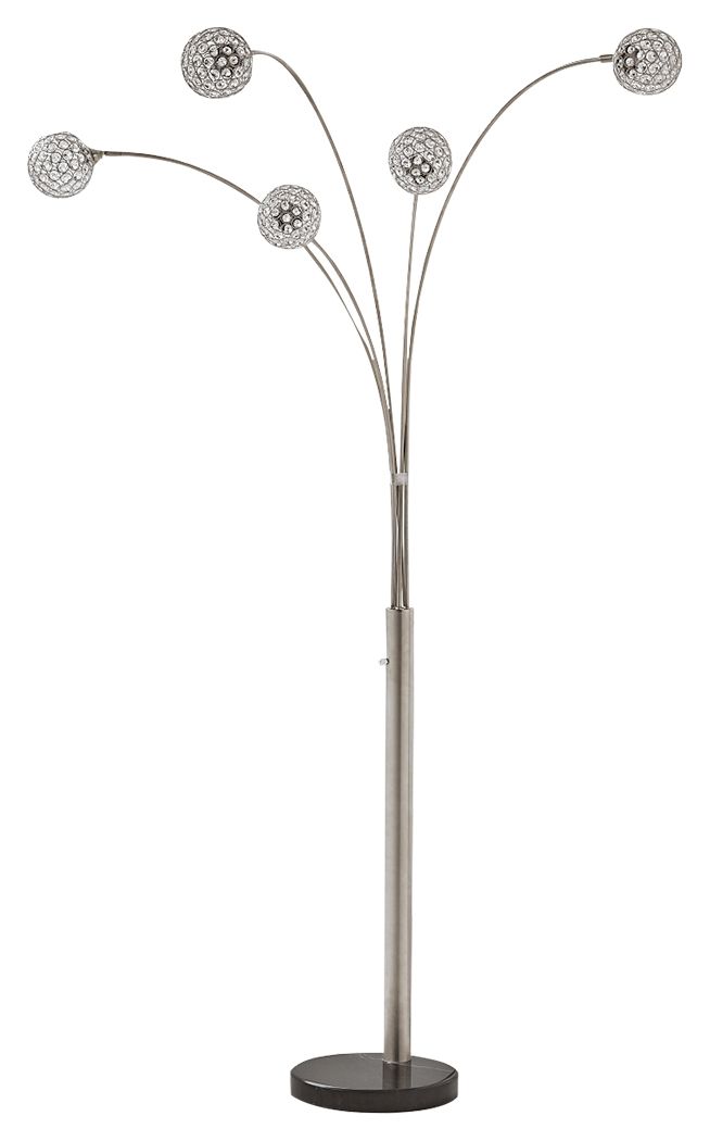 Ashley Furniture Winter - Silver Finish - Metal Arc Lamp | Meri Furniture