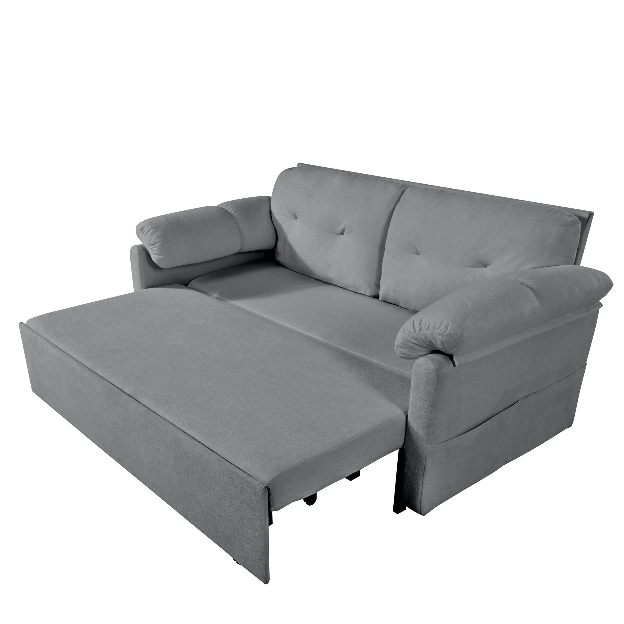 Modern Convertible Sleeper Sofa Bed With Pull-Out Queen Design, Side Storage & Thick Cushions