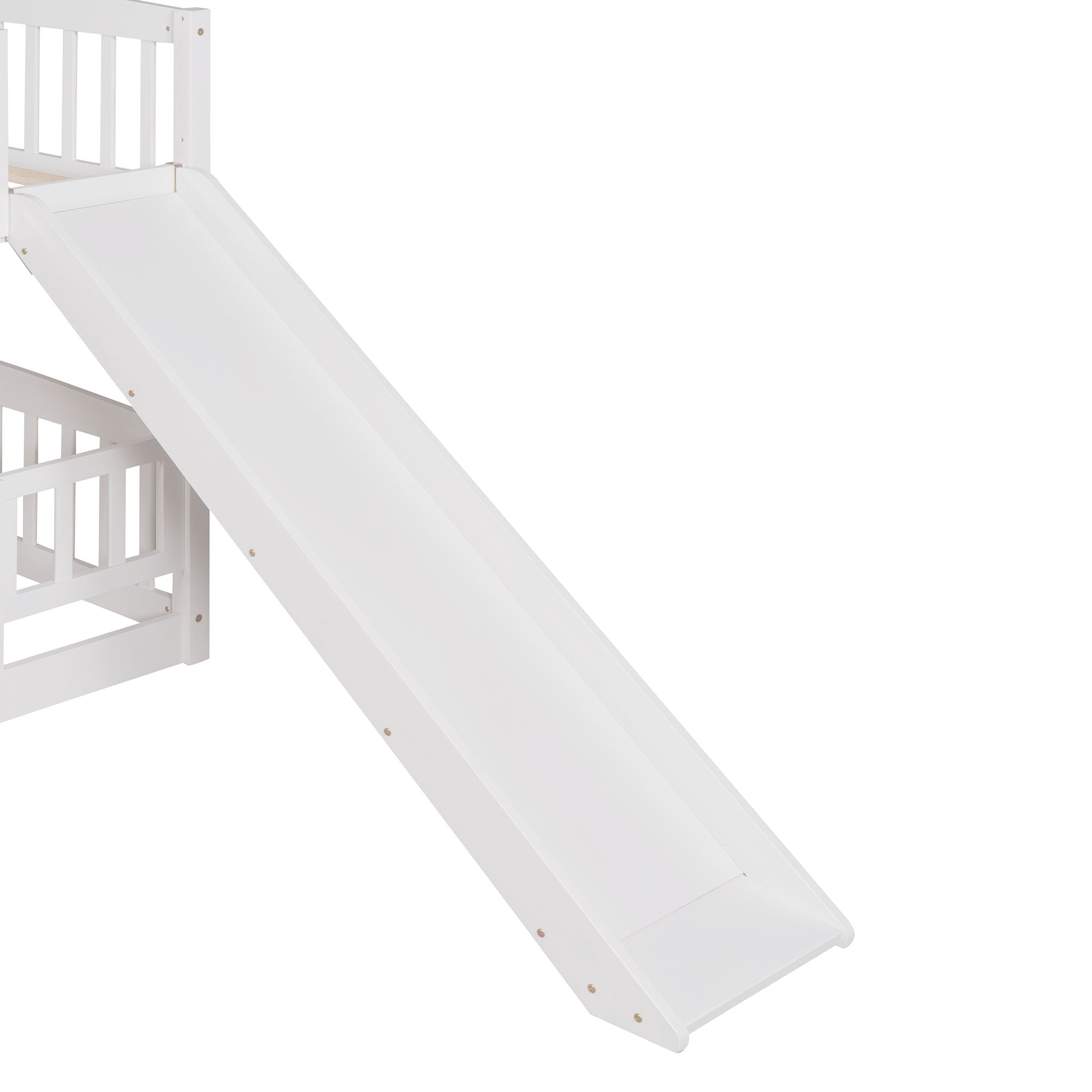 Low Bunk Bed With Slide, Fence And Ladder