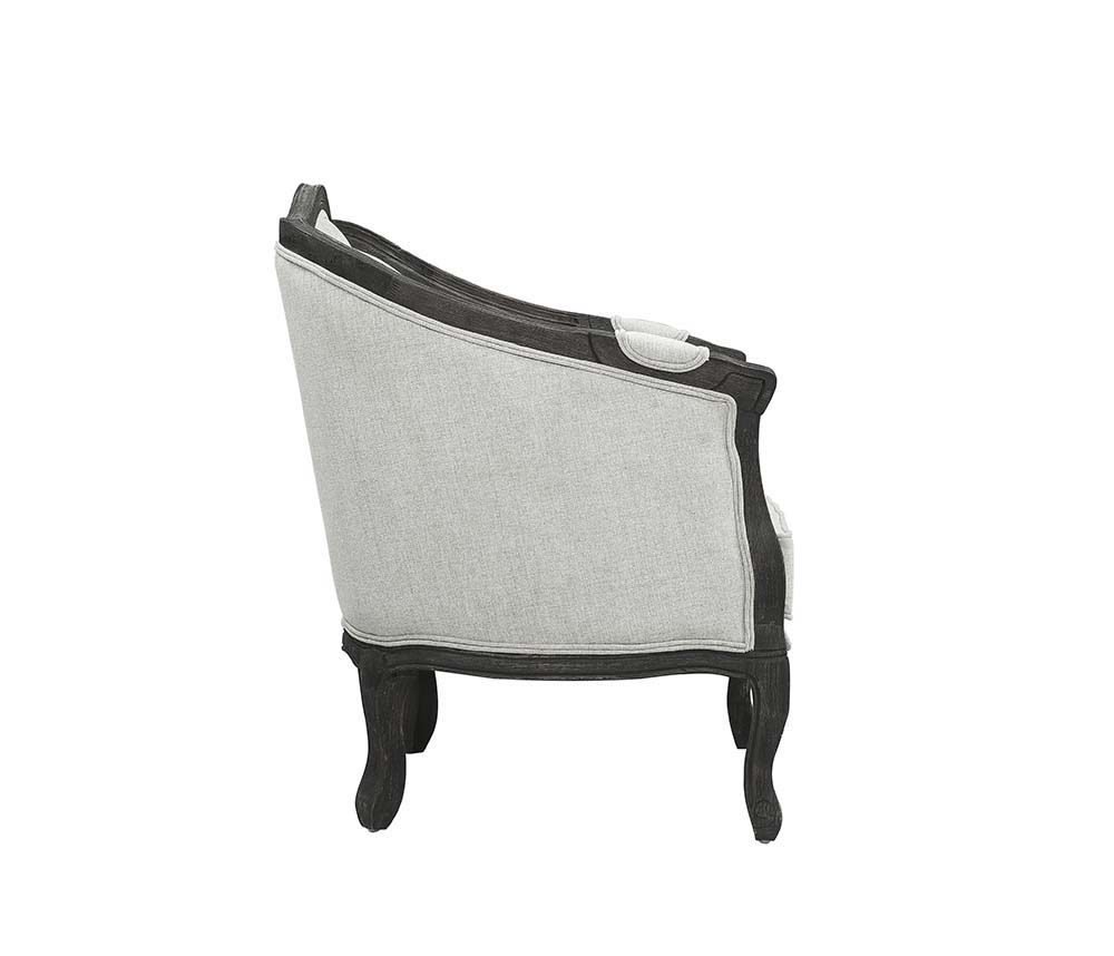 ACME With a nod to vintage French design, the Samael is a modern interpretation of a camel-back sofa is distinguished by its exposed, and beautifully carved, wooden frame that wraps you in comfort. | Meri Furniture