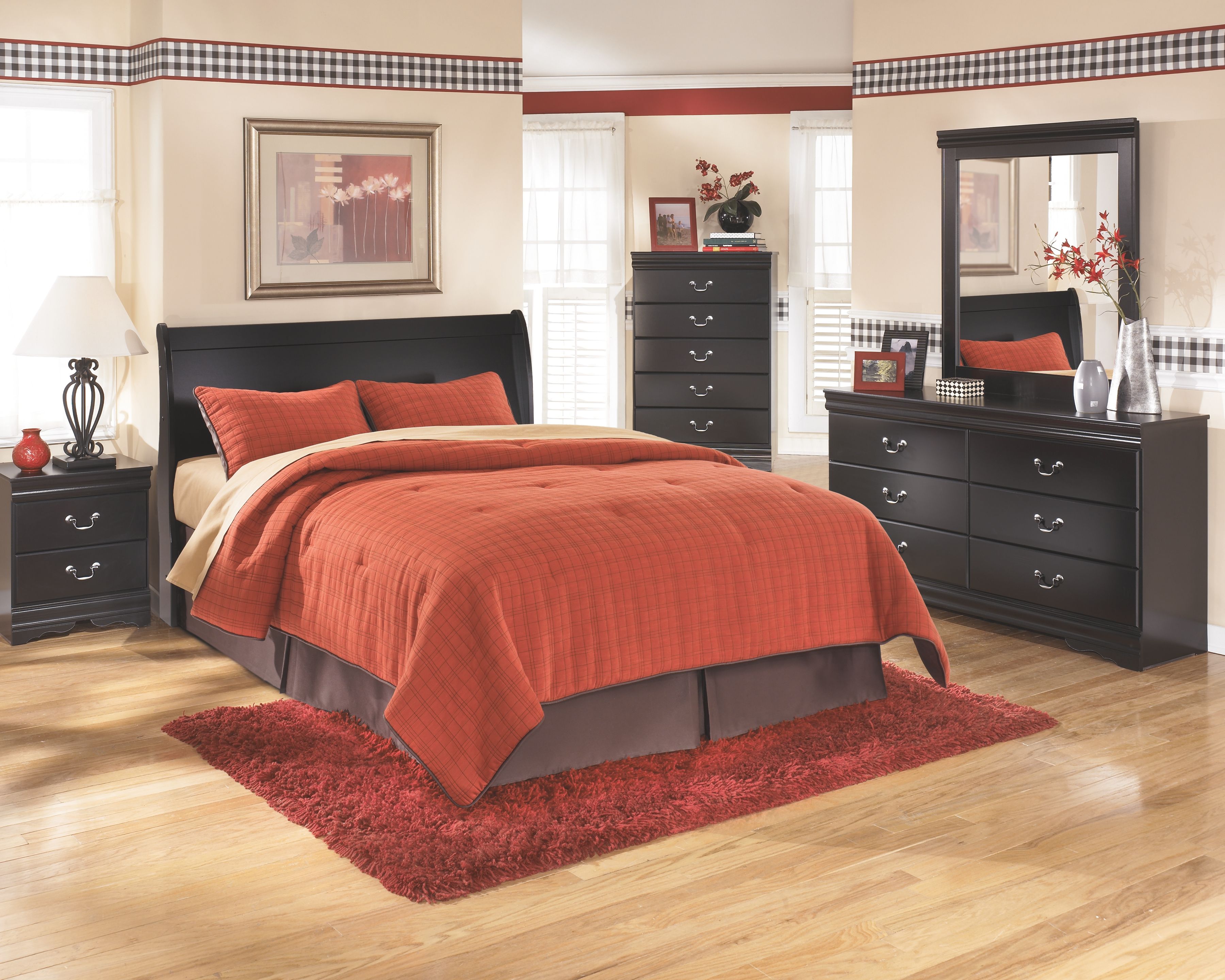 Ashley Furniture Huey - Black - Queen Sleigh Headboard | Meri Furniture