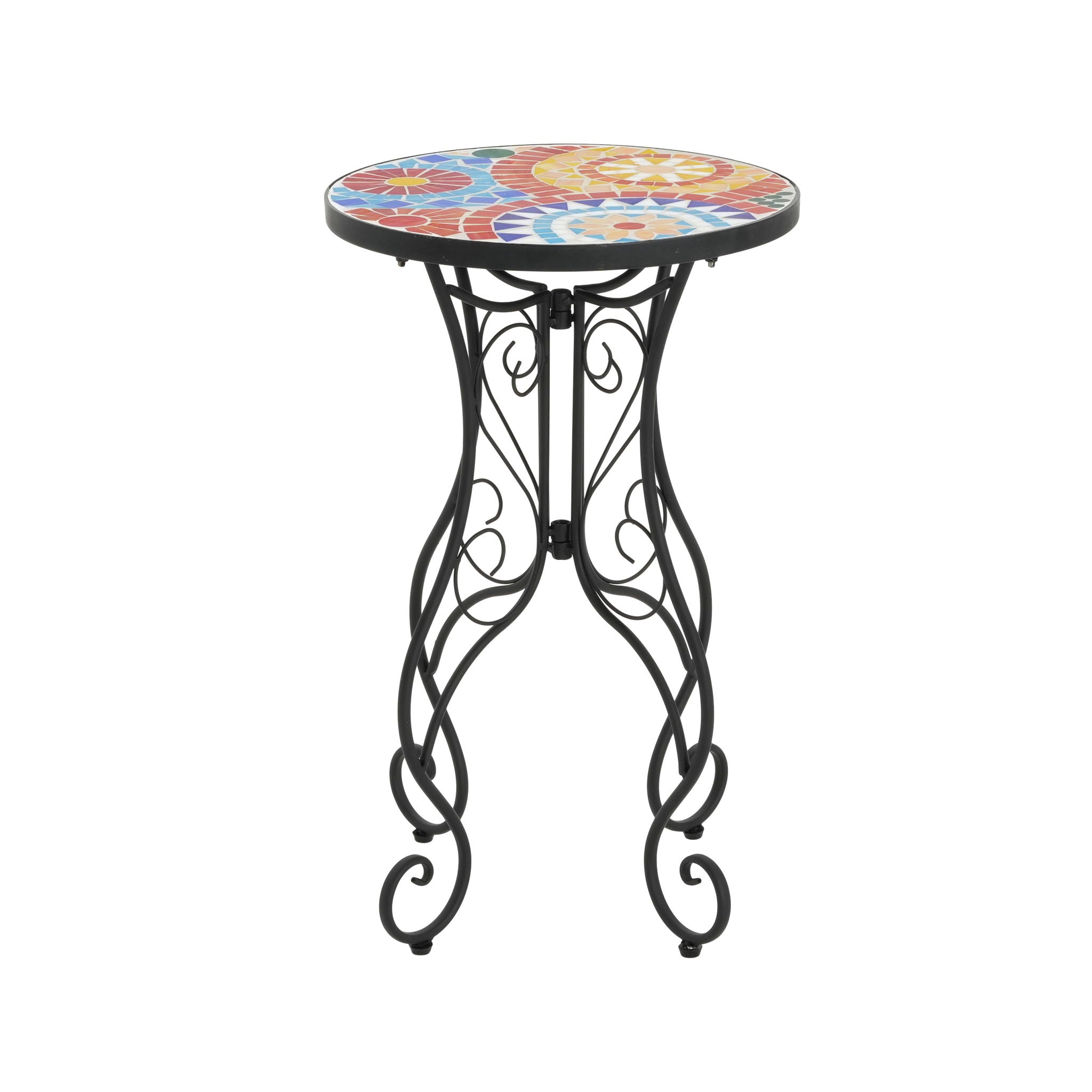 Colorful Outdoor Side Table With Ceramic Tile Top