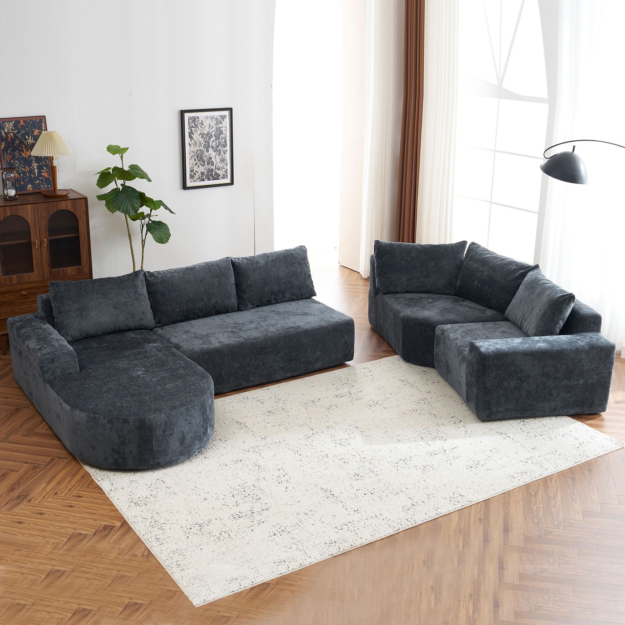 U-Shaped Oversized Modular Cloud Sectional Sofa With Deep Seat For Living Room