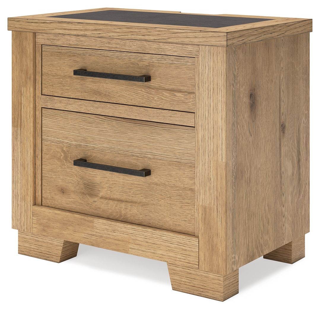 Signature Design by Ashley® Galliden - Light Brown - Two Drawer Night Stand | Meri Furniture
