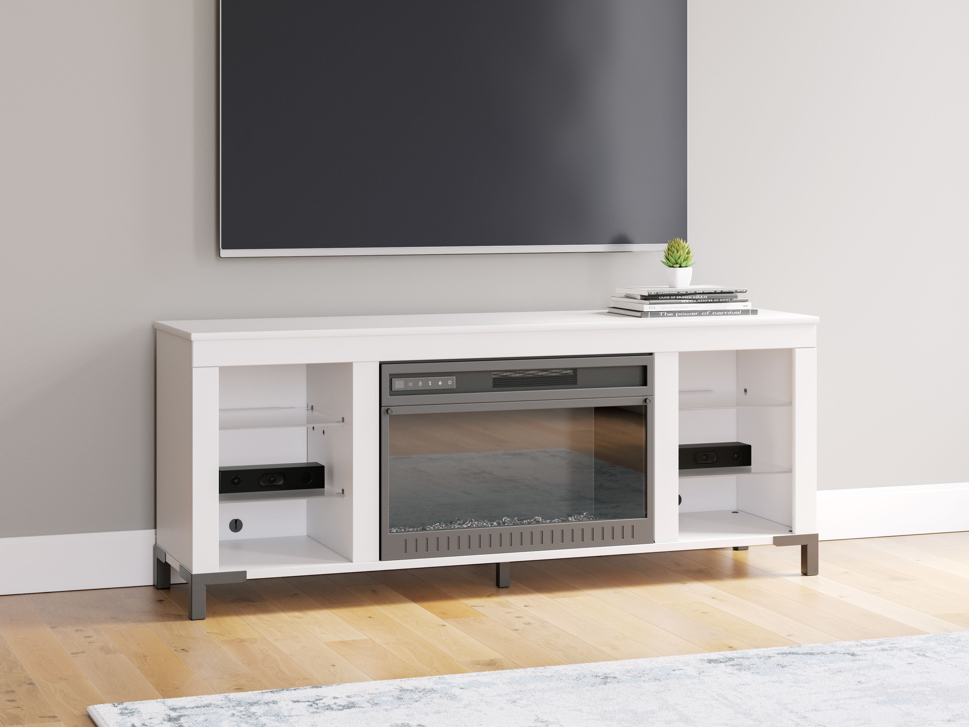 Signature Design by Ashley® Brollevi - White - TV Stand With Fireplace | Meri Furniture