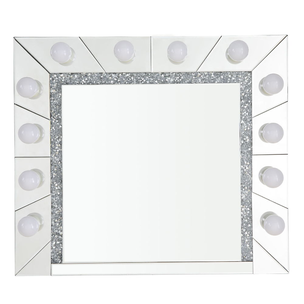 Noralie - 28" Accent Mirror - Mirrored & Faux Diamonds