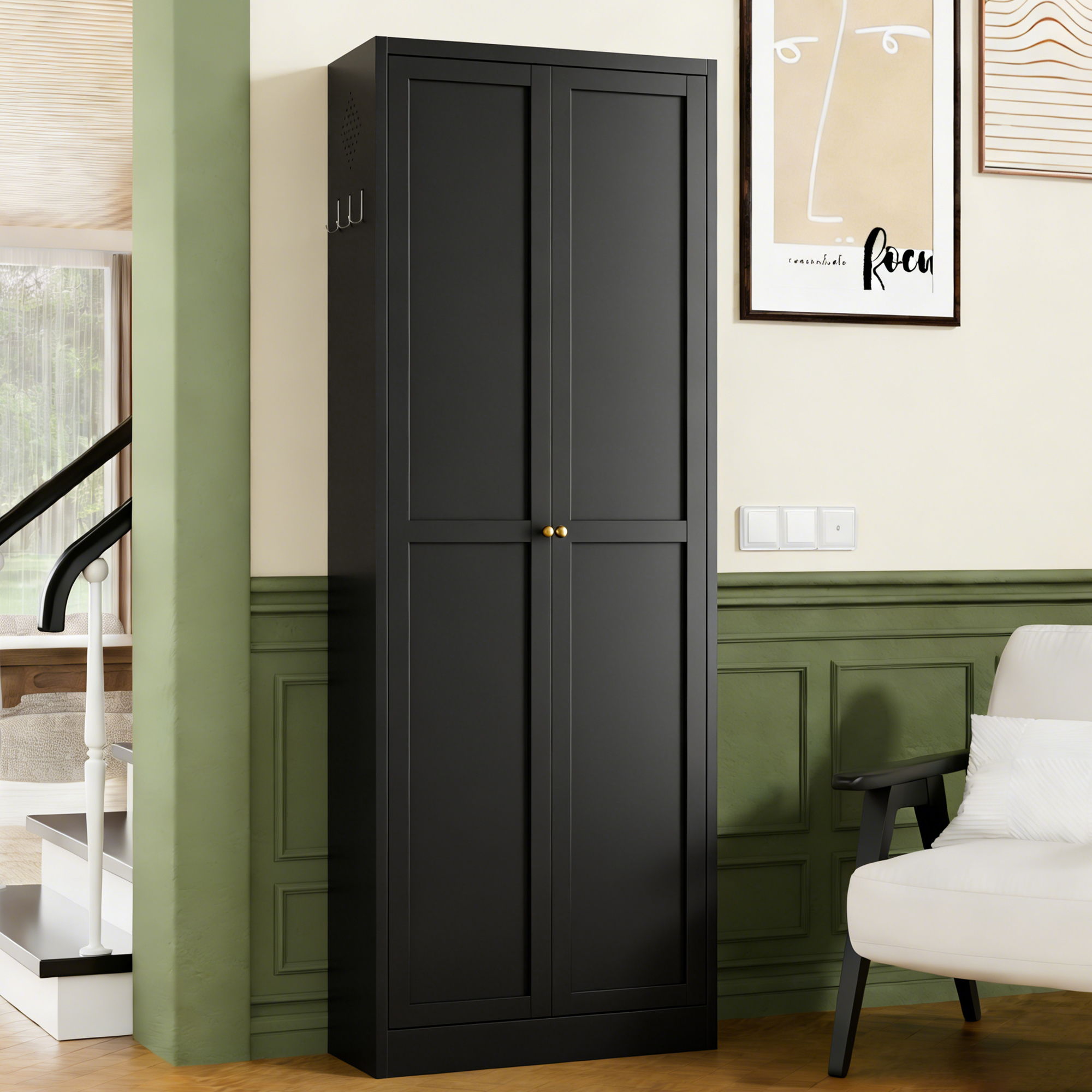 Kitchen Pantry Cabinet With 4 Adjustable Shelves, Heavy Duty Freestanding Organizer