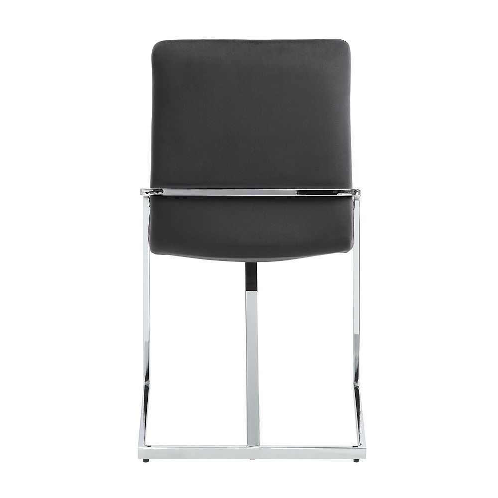 Zlatan - Side Chair Set of 2) - Gray Velvet & Chrome