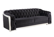 ACME Pyroden - Sofa - Black Velvet & Chrome Finish | Meri Furniture