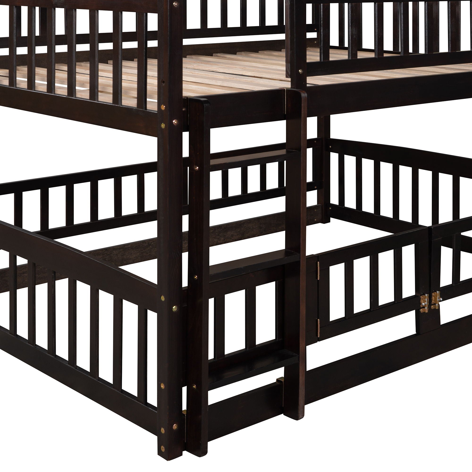 Low Bunk Bed With Slide, Fence And Ladder