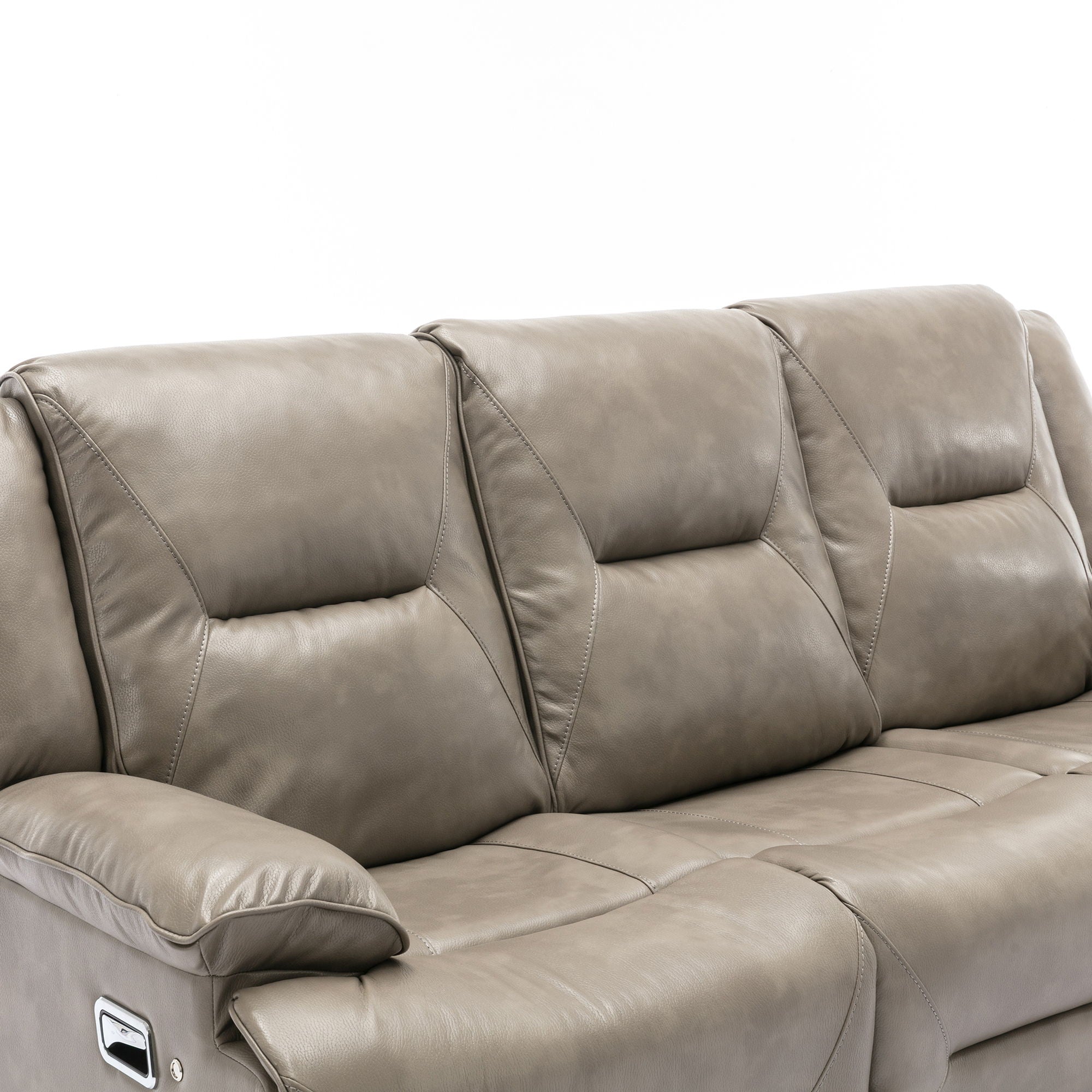 3 Seater Home Theater Recliner Manual Recliner Chair With A LED Light Strip Two Built-In Cup Holders For Living Room