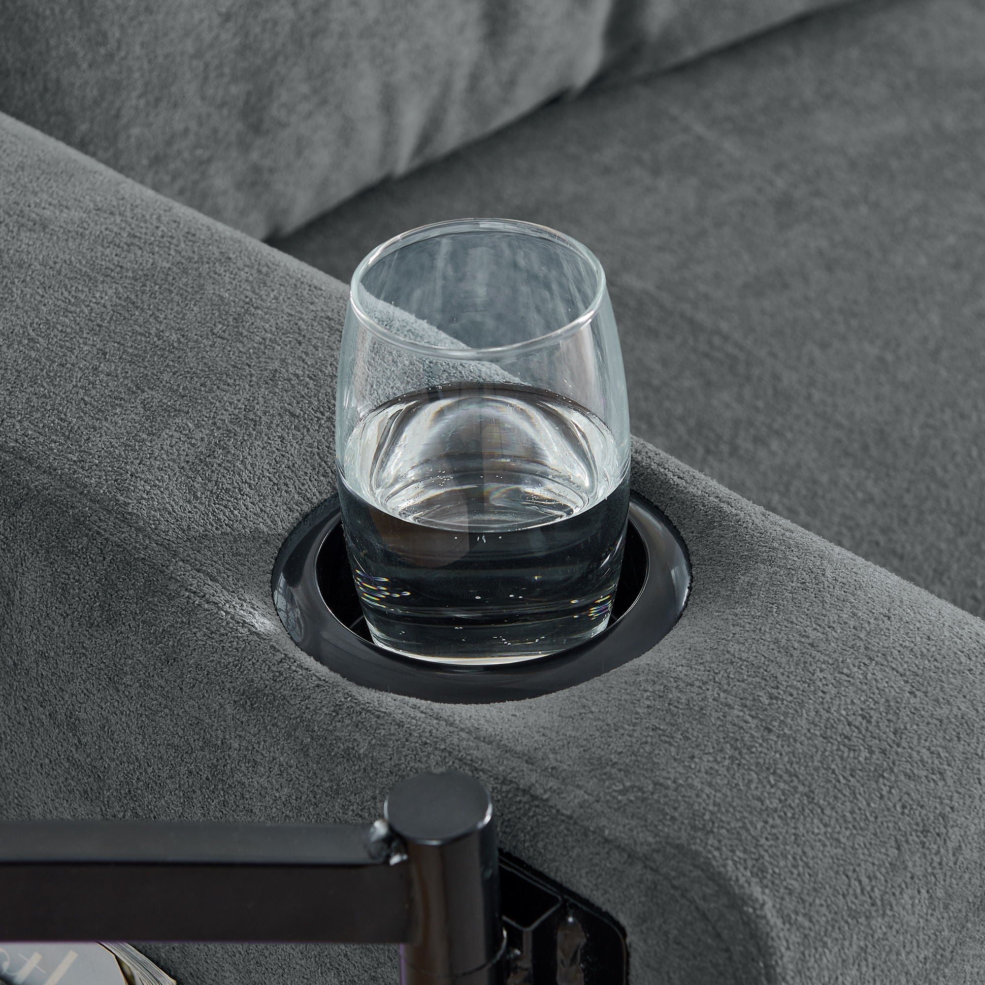Multi Functional Pull Out Bed Sofa With Retractable Table, LED Lighting, USB Charging Ports & Cup Holders