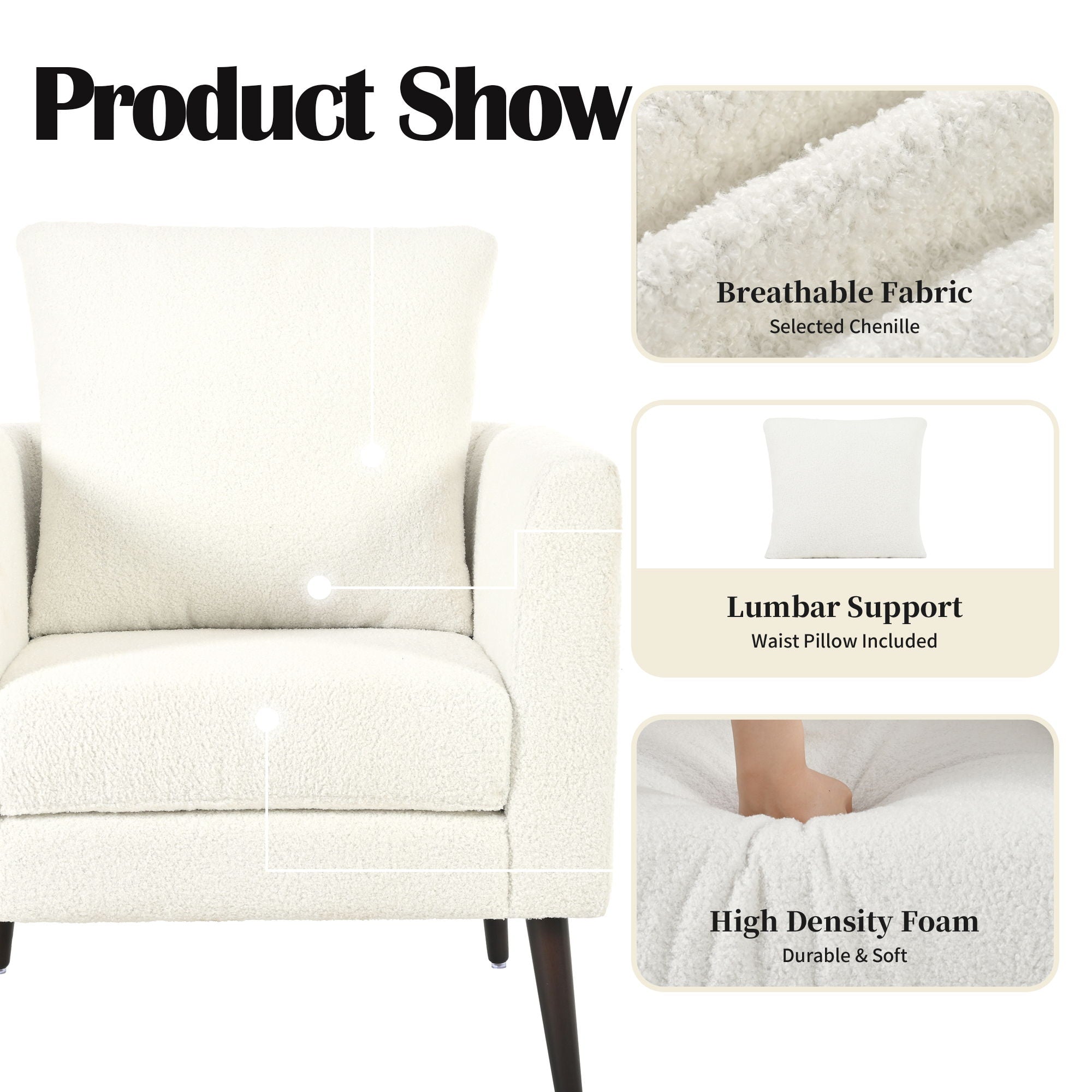 Modern Accent Upholstered Armchair With Pillow