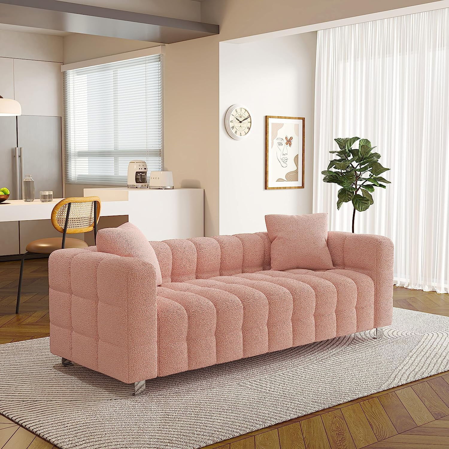 Modern 3 Seater Sofa With 2 Pillows