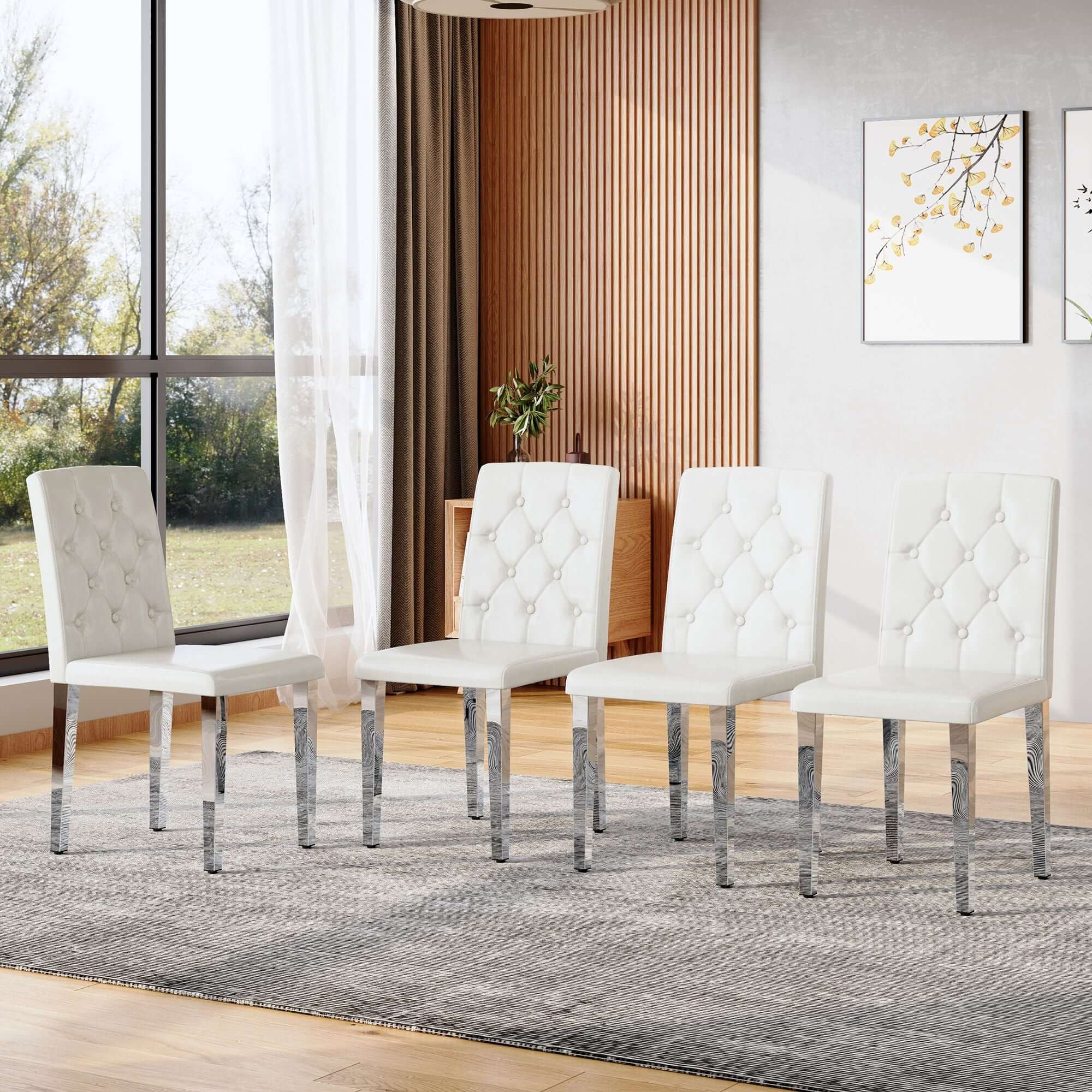 Dining Chairs With Ergonomic Buckle Backrest For Home