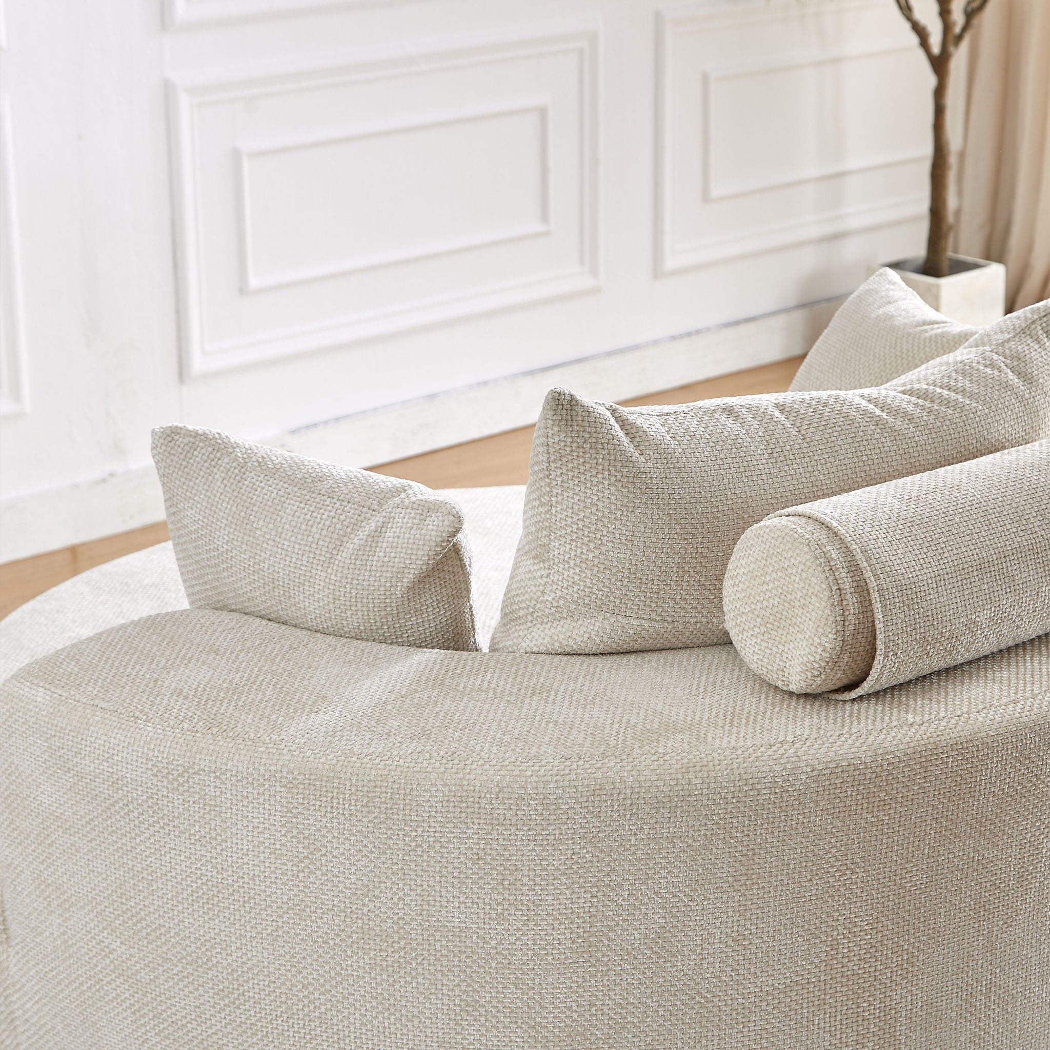 Single Swivel Chair, Fluffy Modern Sleeper, 360 Degree Swivel Chair For Living Room - Beige