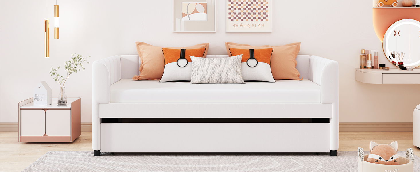 Upholstered Daybed With Ergonomic Design Backrest