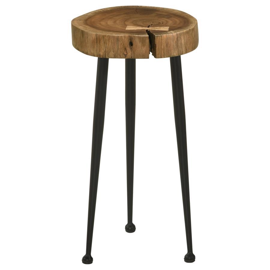 Coaster Fine Furniture Keith - Round Solid Tree Trunk Side Table - Natural And Black | Meri Furniture