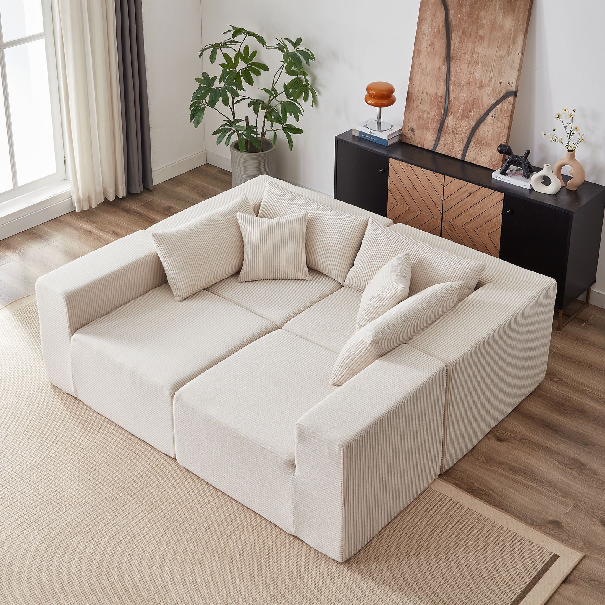 Modular L Shaped Sectional Compressed Sofa, Free Combination