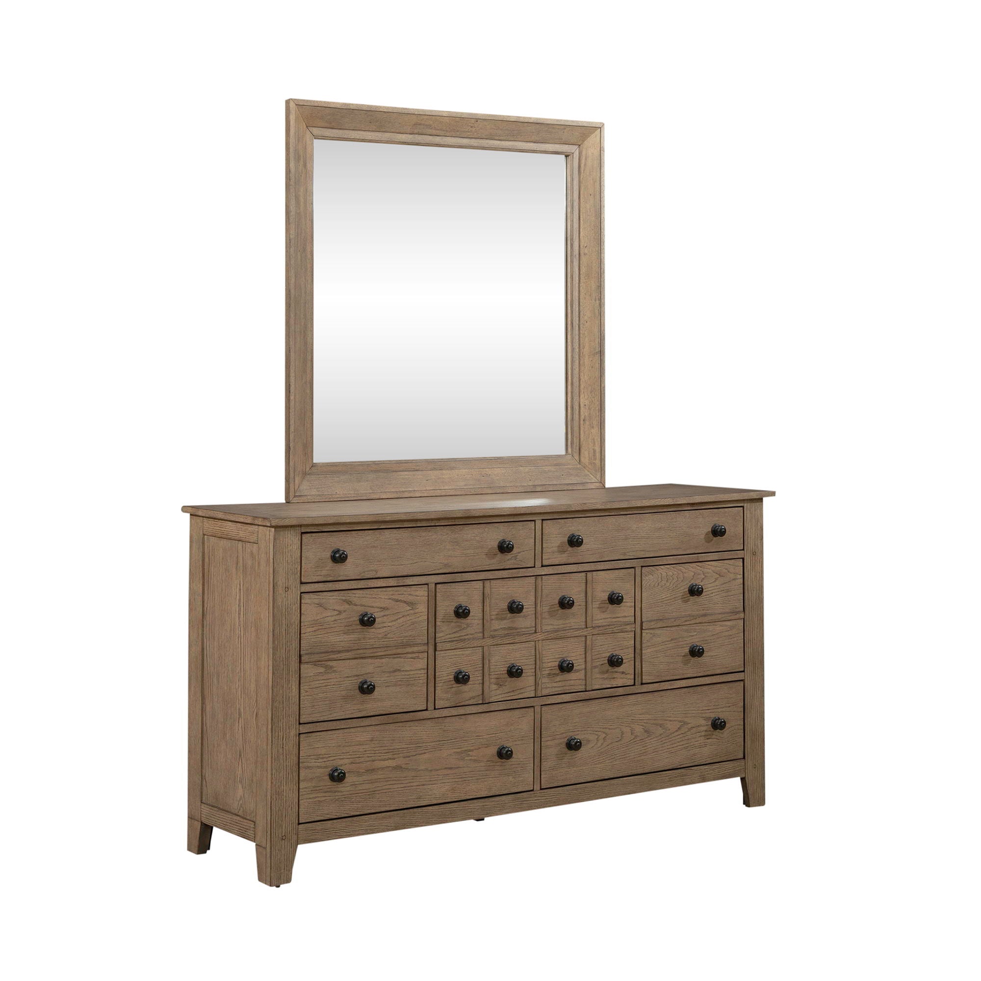 Liberty Furniture Grandpas Cabin - 7 Drawers Dresser & Mirror - Light Brown | Meri Furniture