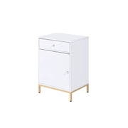 ACME Ottey - Cabinet - White High Gloss & Gold | Meri Furniture