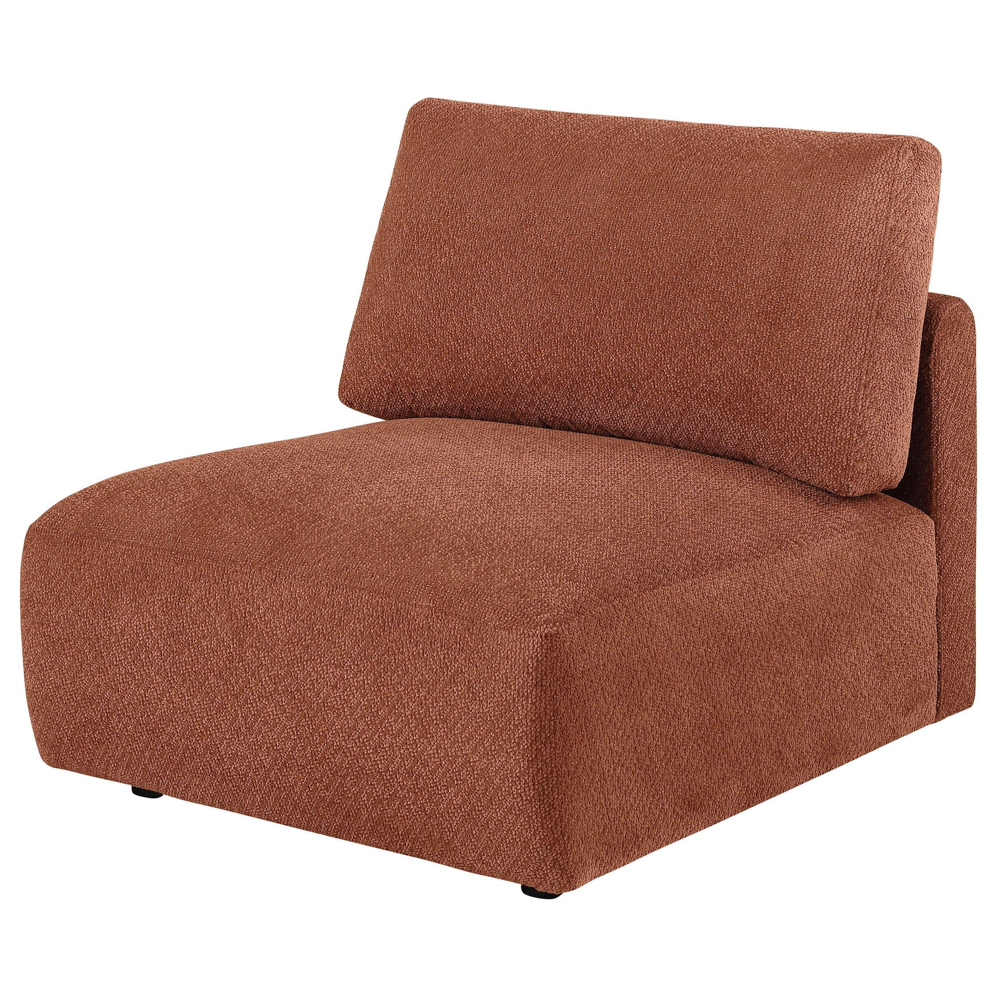Elysia Chenille Upholstered Modular Armless Chair Coral
