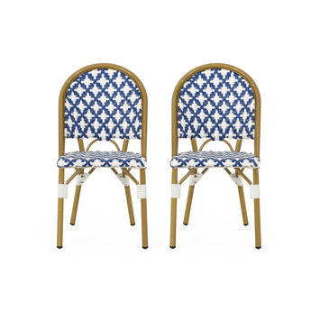Chic French Bistro Chair With Durable Rattan And Aluminum Frame