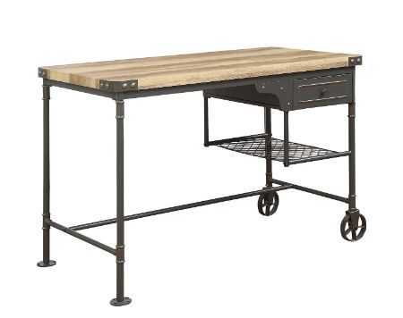 ACME Itzel - Desk - Antique Oak & Sandy Gray | Meri Furniture