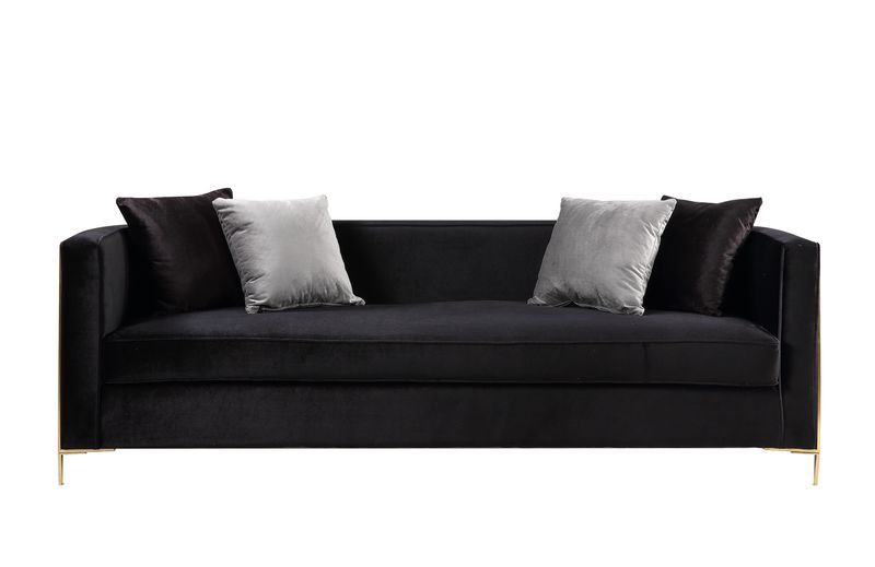 ACME Fergal - Sofa - Black Velvet & Gold Finish | Meri Furniture