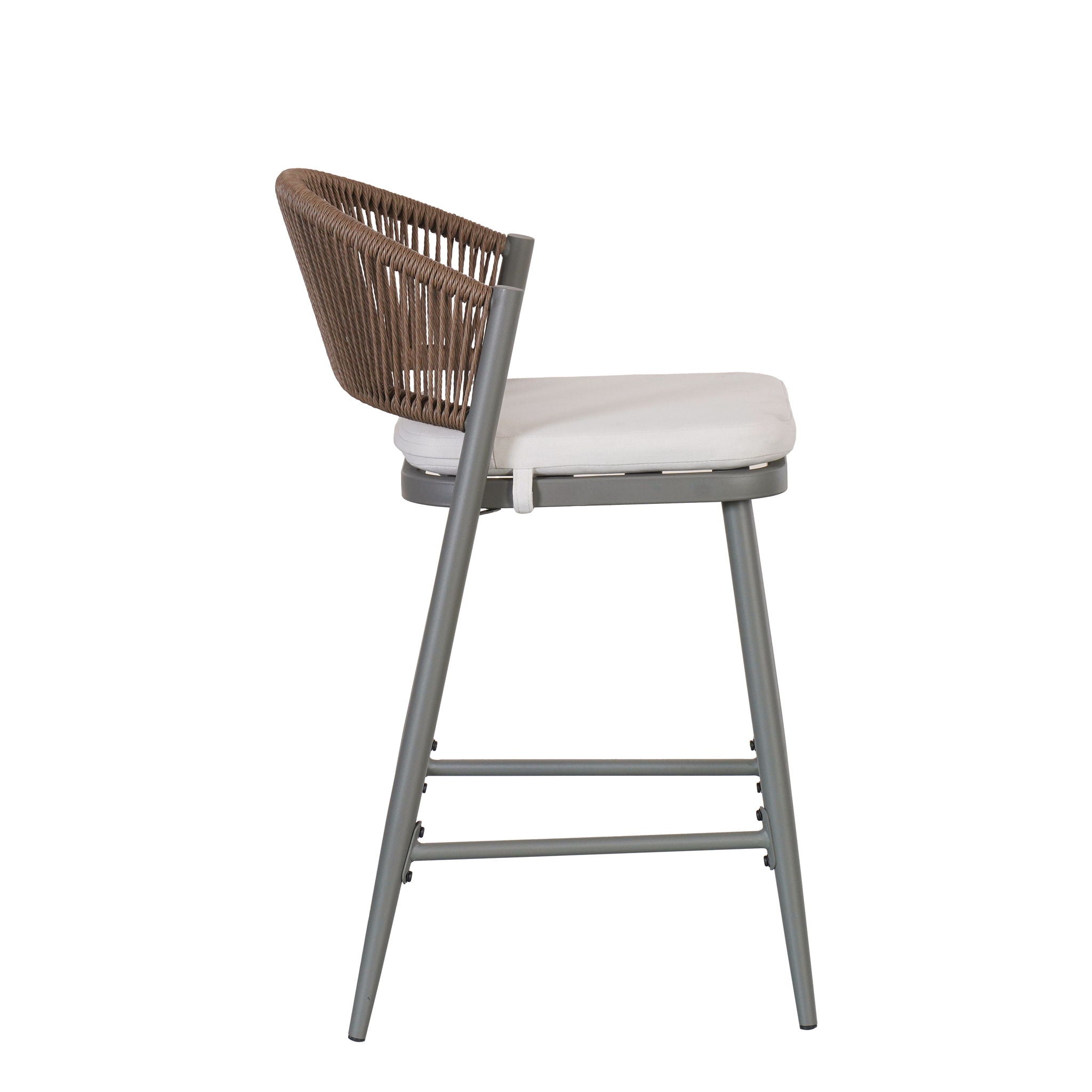 Outdoor 26" Counter Height Metal Frame Counter Stools With Scallop Shaped Backrest & Water Resistant Cushions