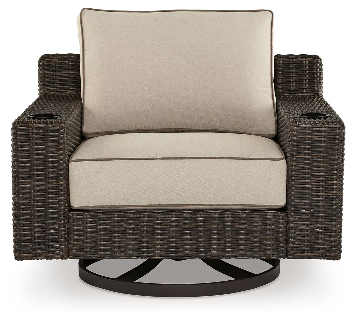 Signature Design by Ashley® Coastline Bay - Brown - Swivel Lounge W/ Cushion | Meri Furniture