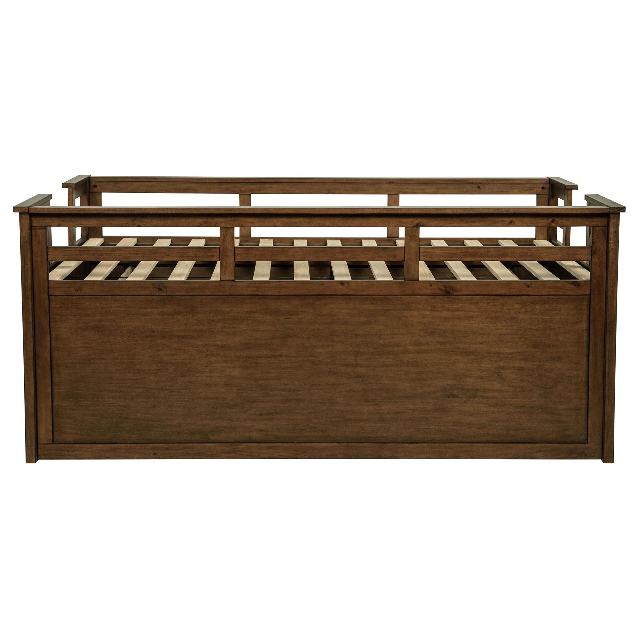 Carlsbad Wood Twin Captains Bed With Trundle Medium Brown