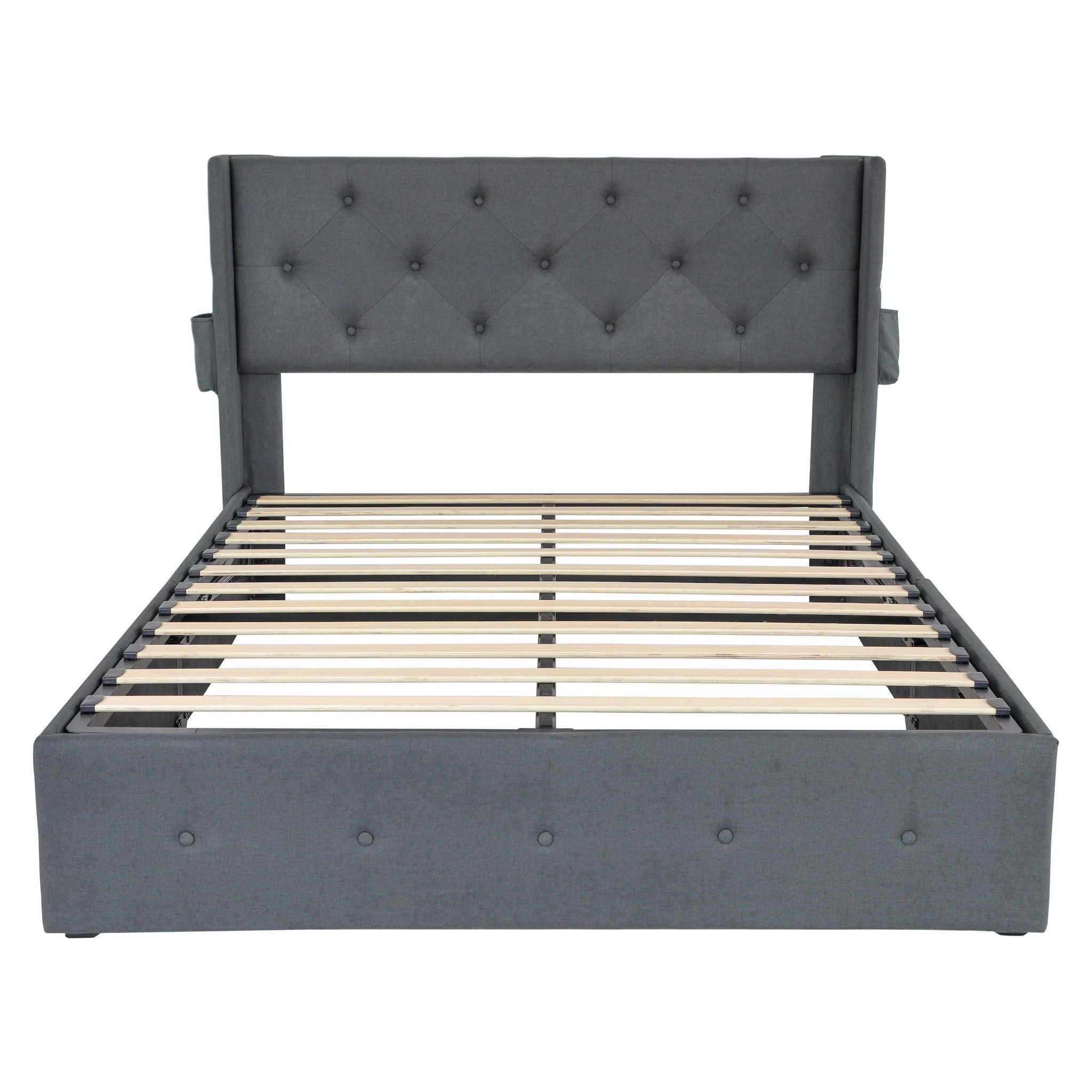 Bed With Gas Lift Storage, USB Ports