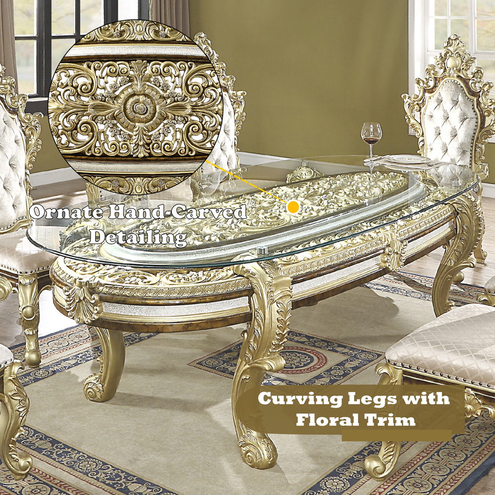 Desiderius - Dining Table - Antique Gold & Hand-Painted Brown