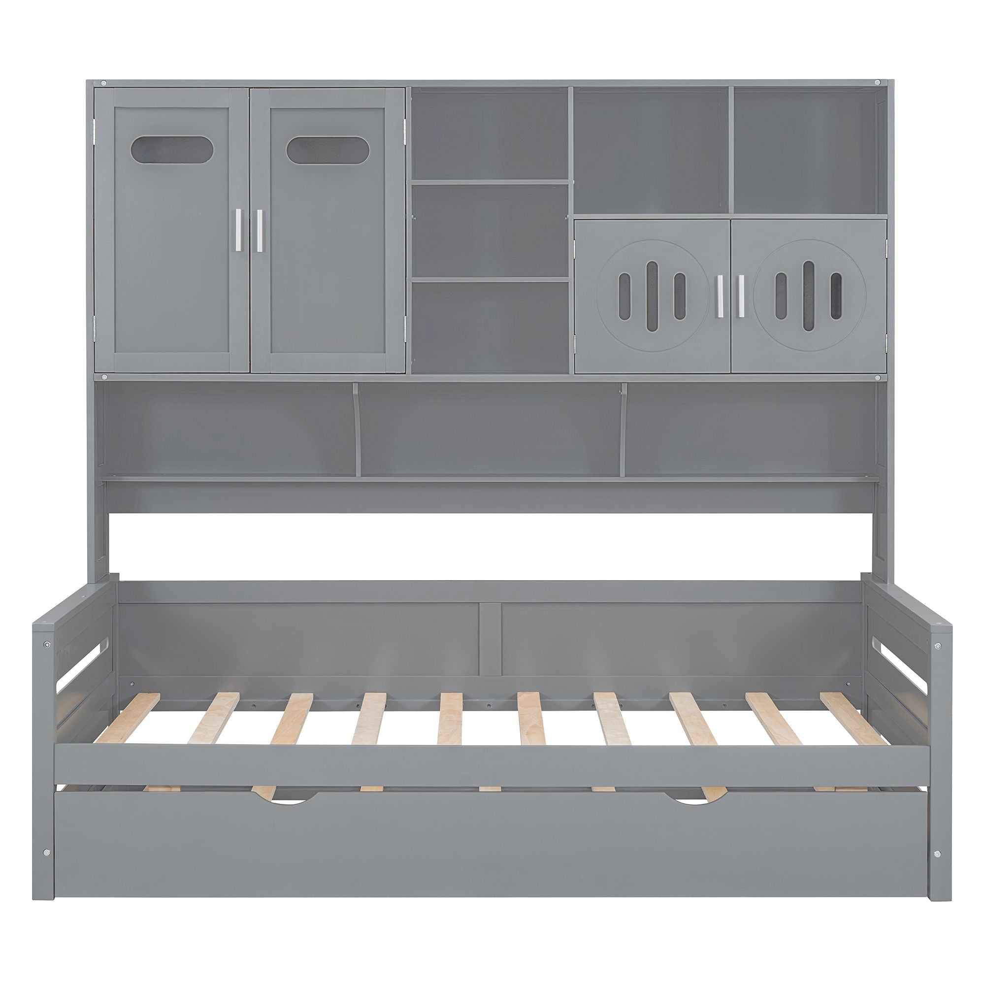 Daybed With All-In-One Cabinet And Shelf