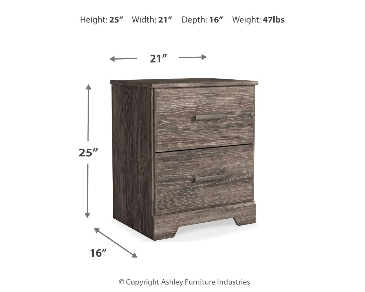 Ralinksi - Two Drawer Night Stand - Gray