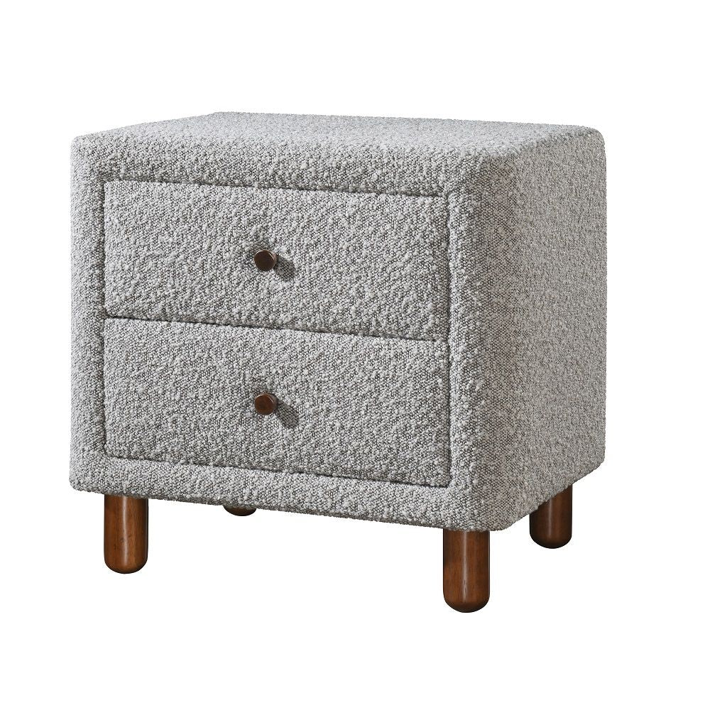 ACME Cleo - Nightstand - Gray Boucle | Meri Furniture