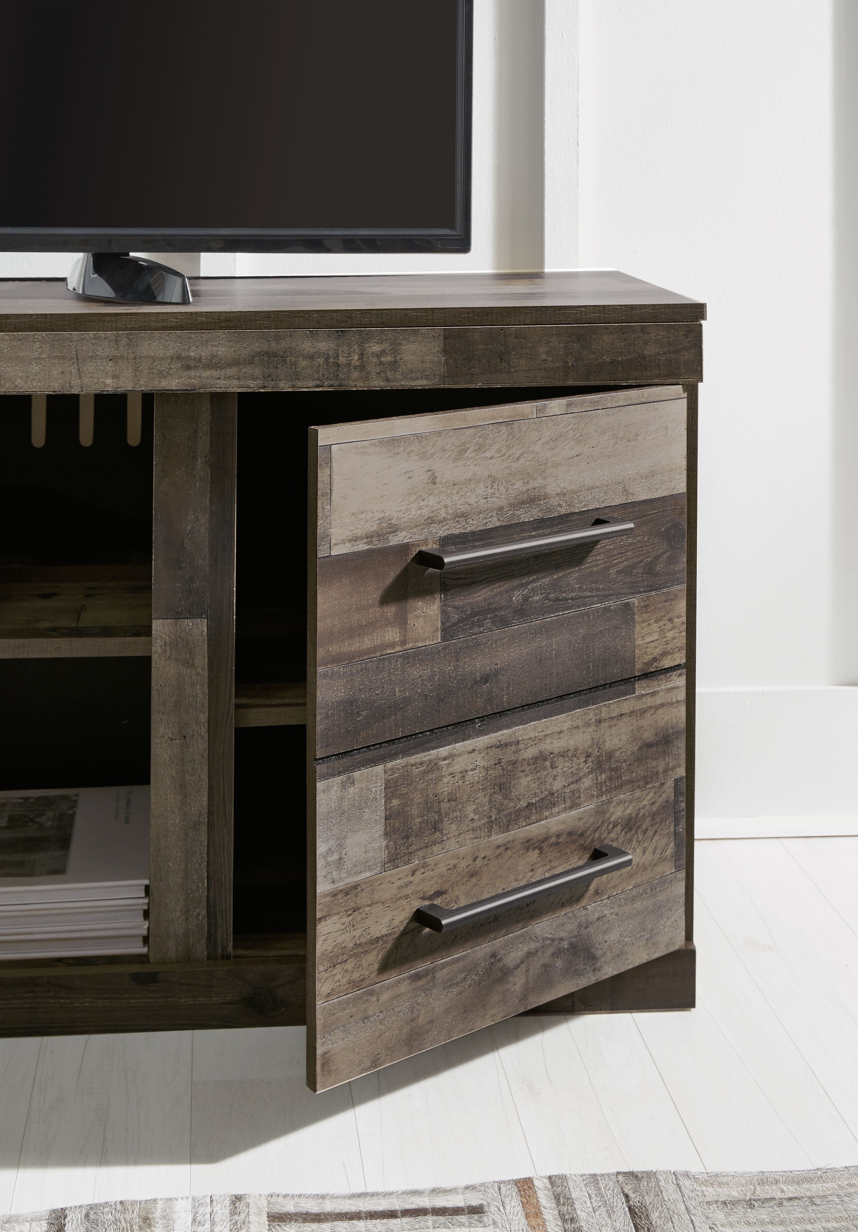 Signature Design by Ashley® Derekson - Multi Gray - LG TV Stand W/Fireplace Option | Meri Furniture