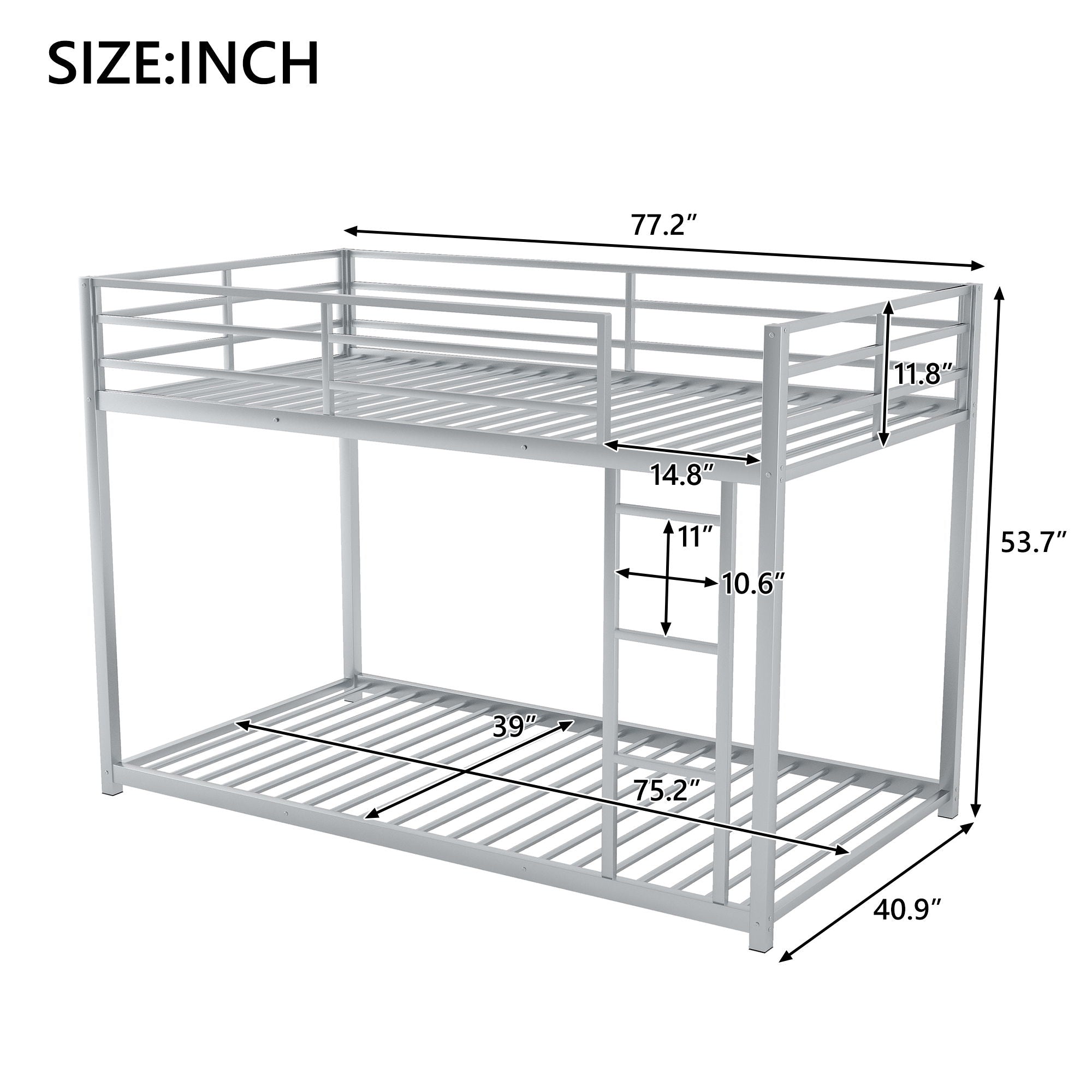 Metal Bunk Bed, Low Bunk Bed With Ladder