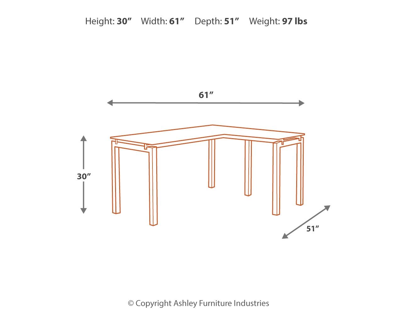 Ashley Furniture Baraga - White - L-desk | Meri Furniture