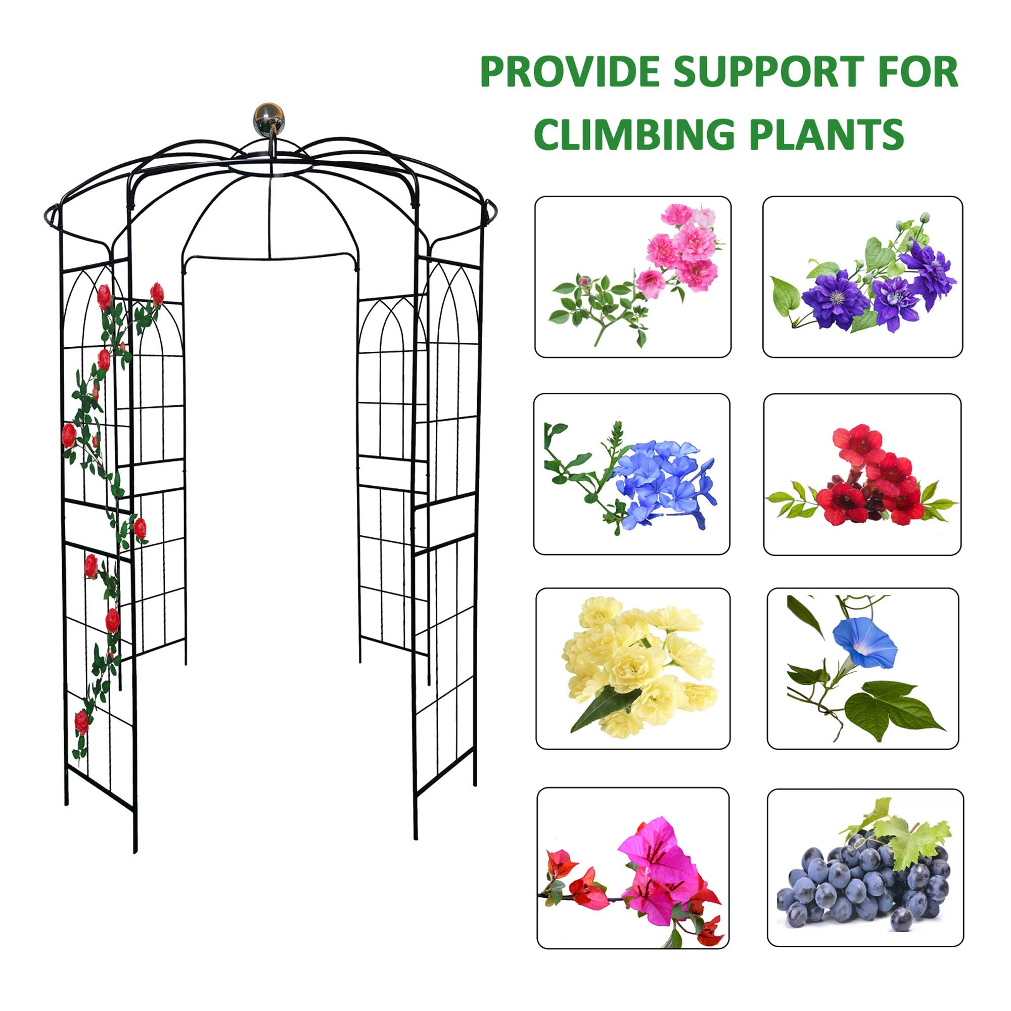 Metal Garden Arch Iron Garden Arbors Gazebo Dia High Birdcage Shape Pergola Pavilion For Wedding Ceremony