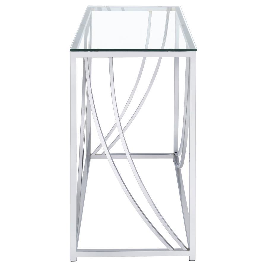 Coaster Fine Furniture Lille - Glass Top Entryway Sofa Console Table Accents - Chrome | Meri Furniture