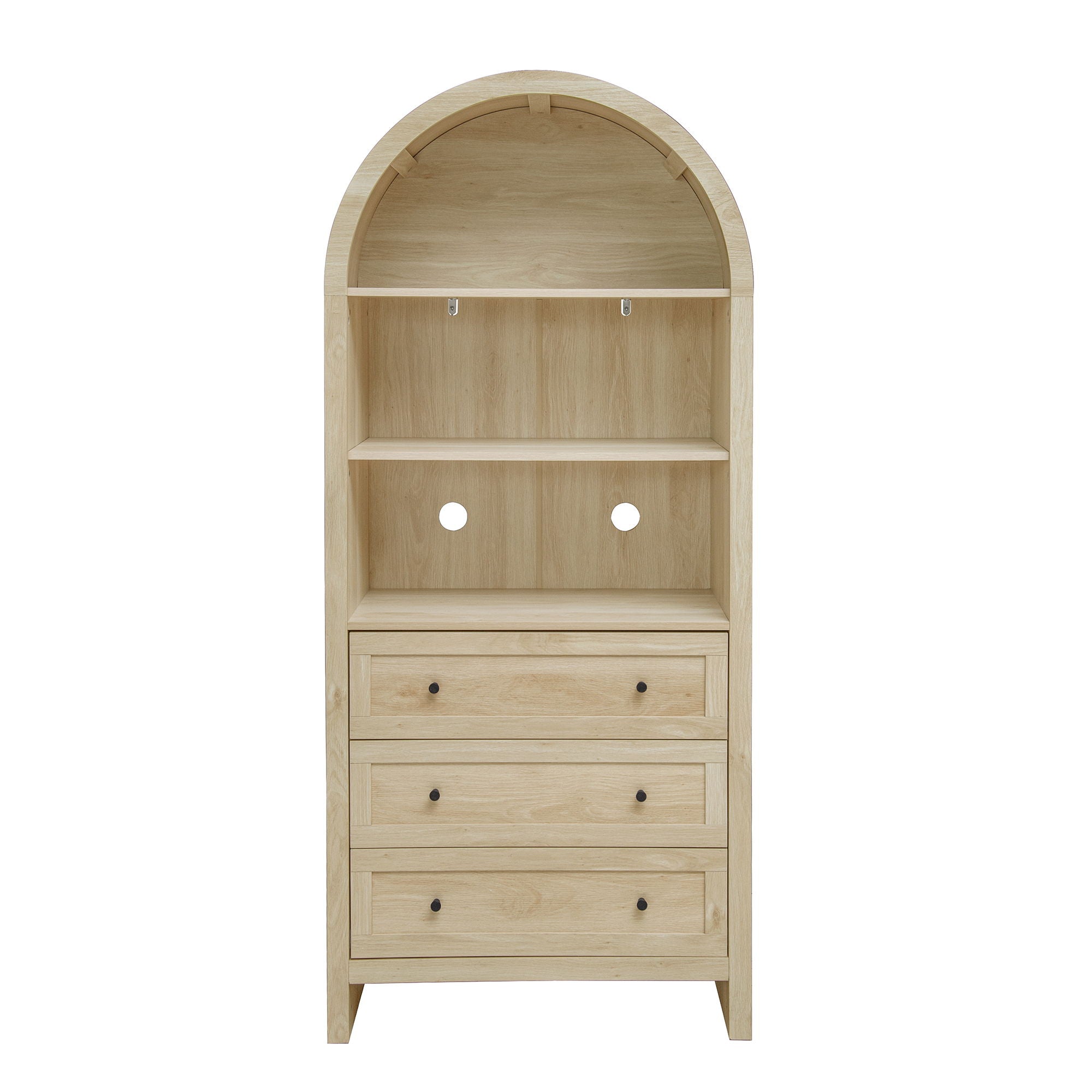 Arched Kitchen Pantry, Modern Farmhouse Wood Kitchen Storage Cabinets, Arched Storage Display Cabinet With Adjustable Shelves, Versatile Cupboard For Kitchen, Dining Room, Living Room - Natural