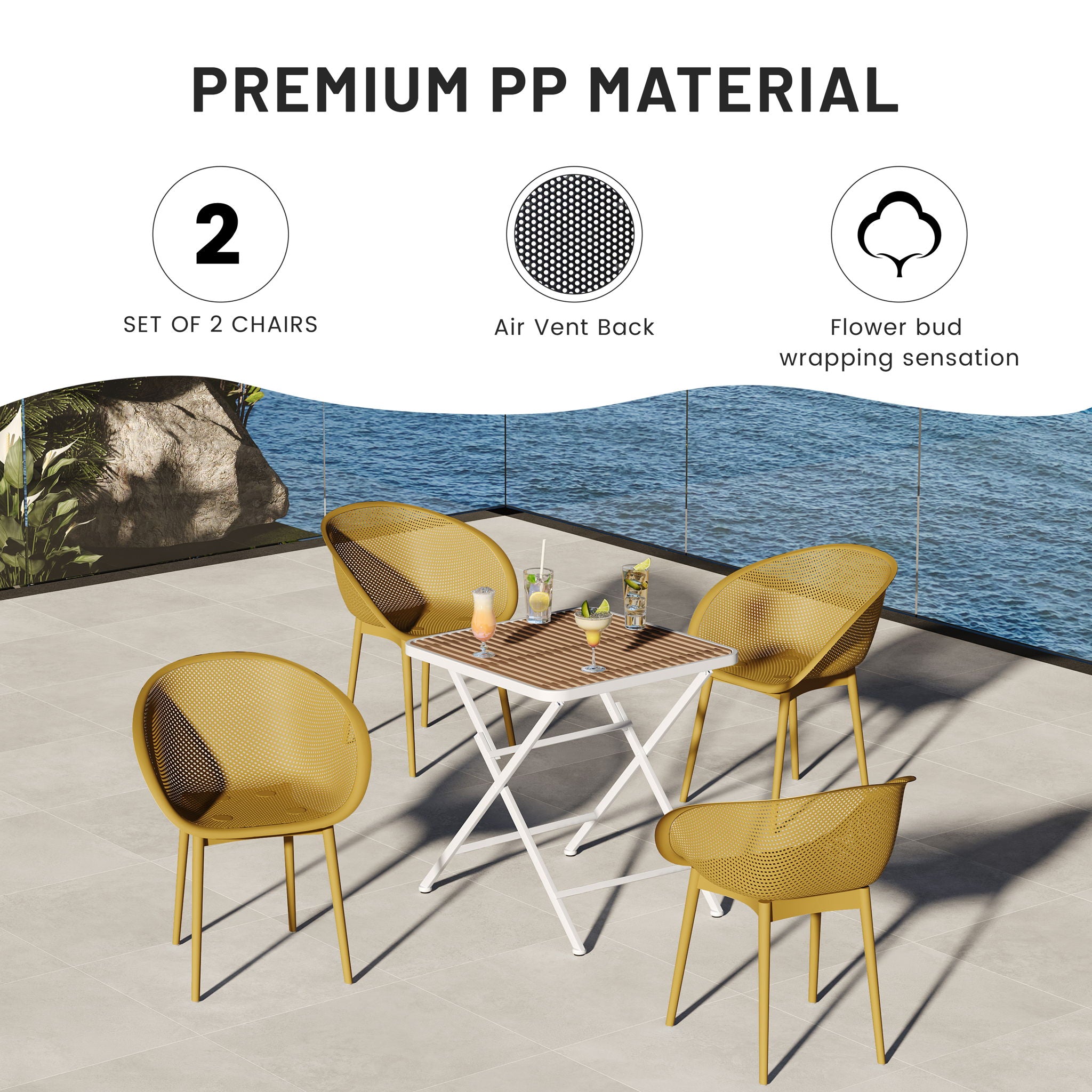 2 Pack Lounge Chair Set & Folding Square Table