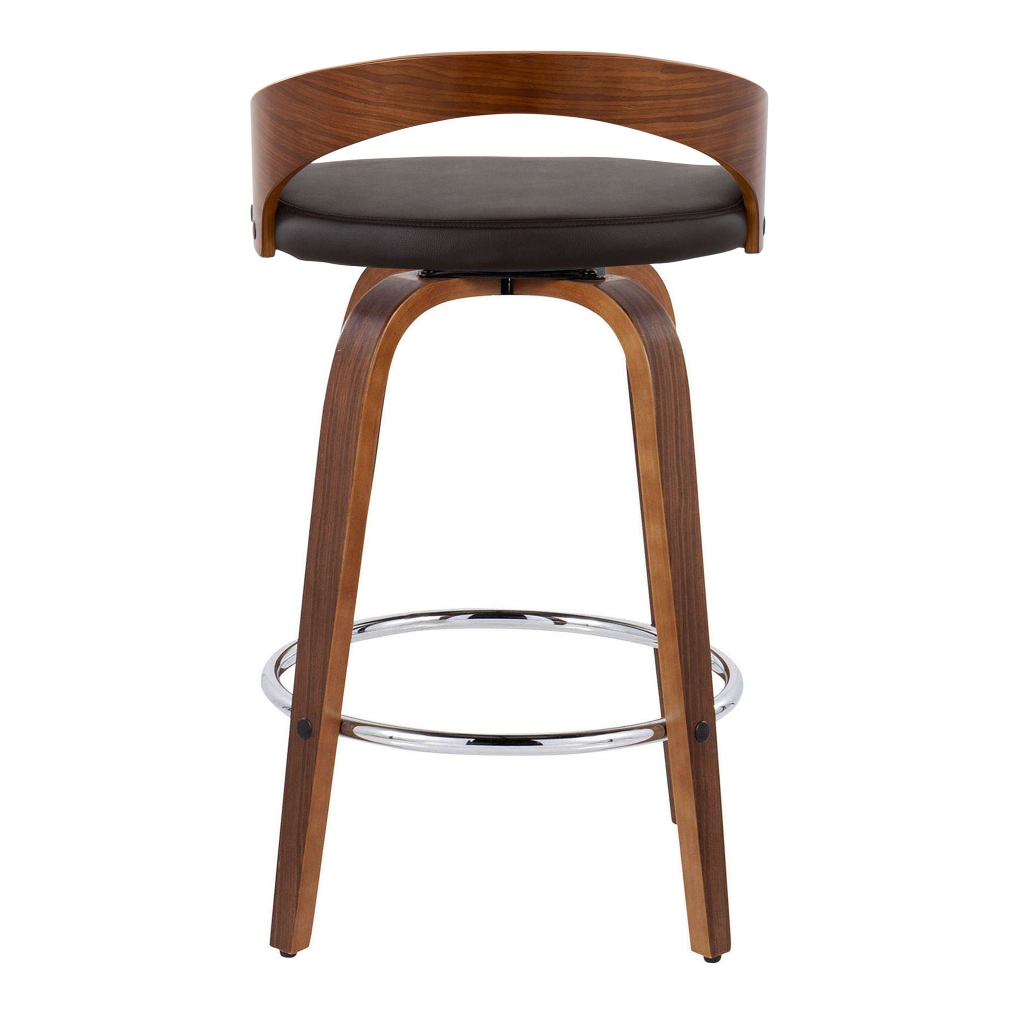Grotto - Mid Century Modern Elegant Fixed Height Counter Stool With Swivel With Round Footrest (Set of 2)