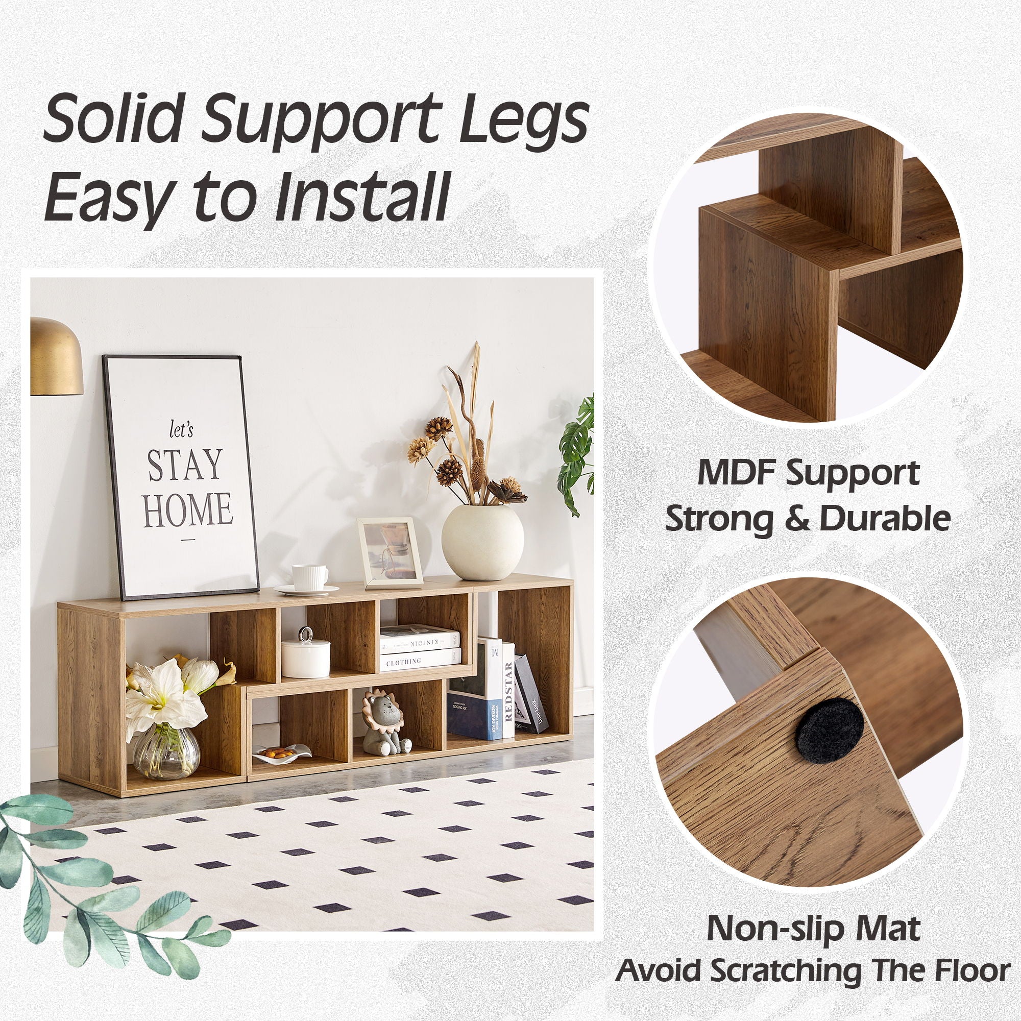 Minimalist Cube TV Stand With Adjustable Open Storage Shelves