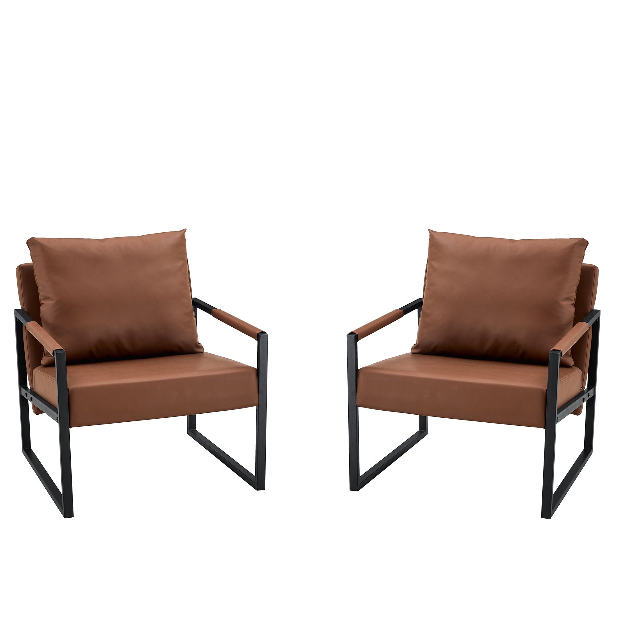 Classic Leather And Metal Frame Sofa, Ergonomically Designed, A Perfect Blend Of Modern And Industrial Styles