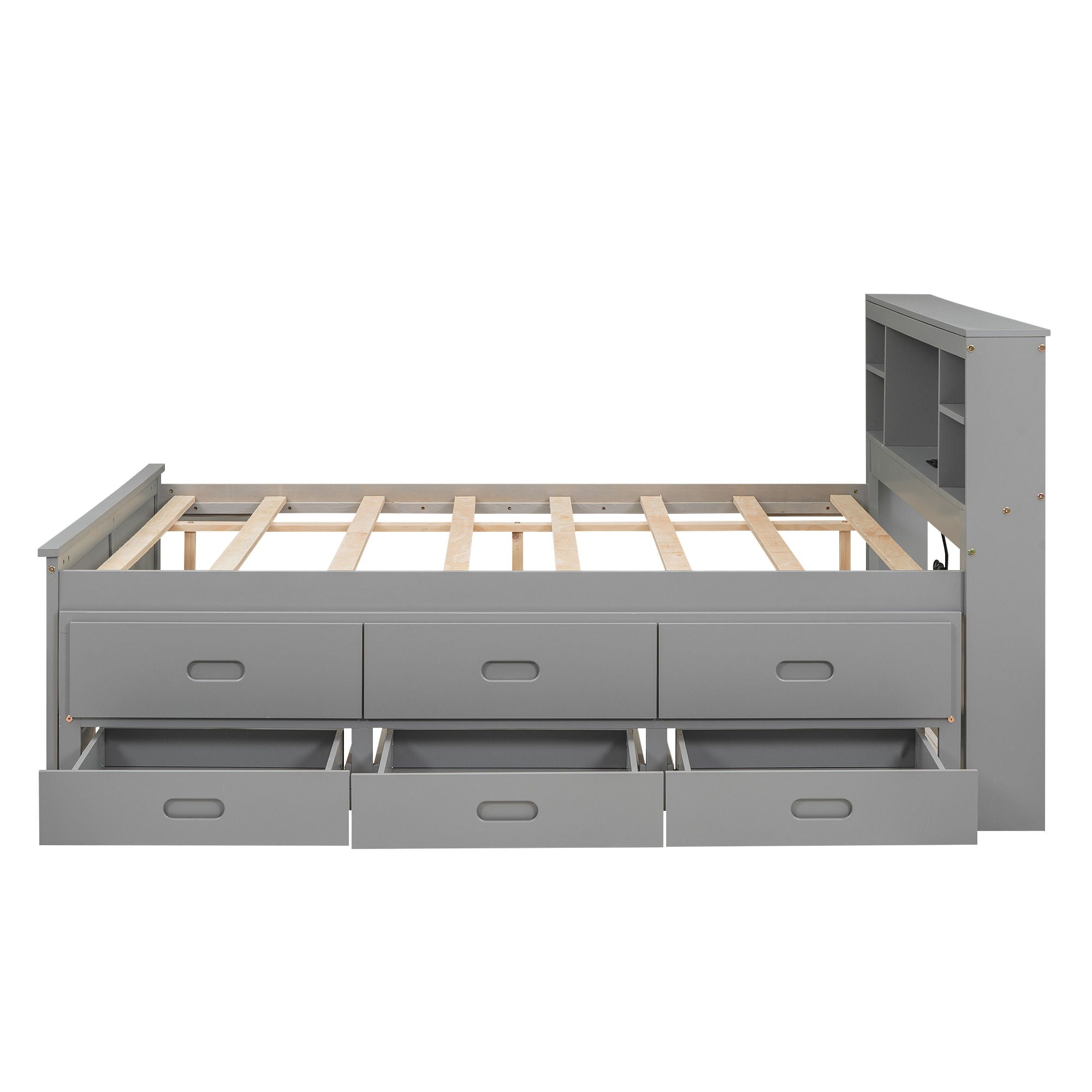 Platform Bed With Storage Headboard, USB, Trundle And 3 Drawers