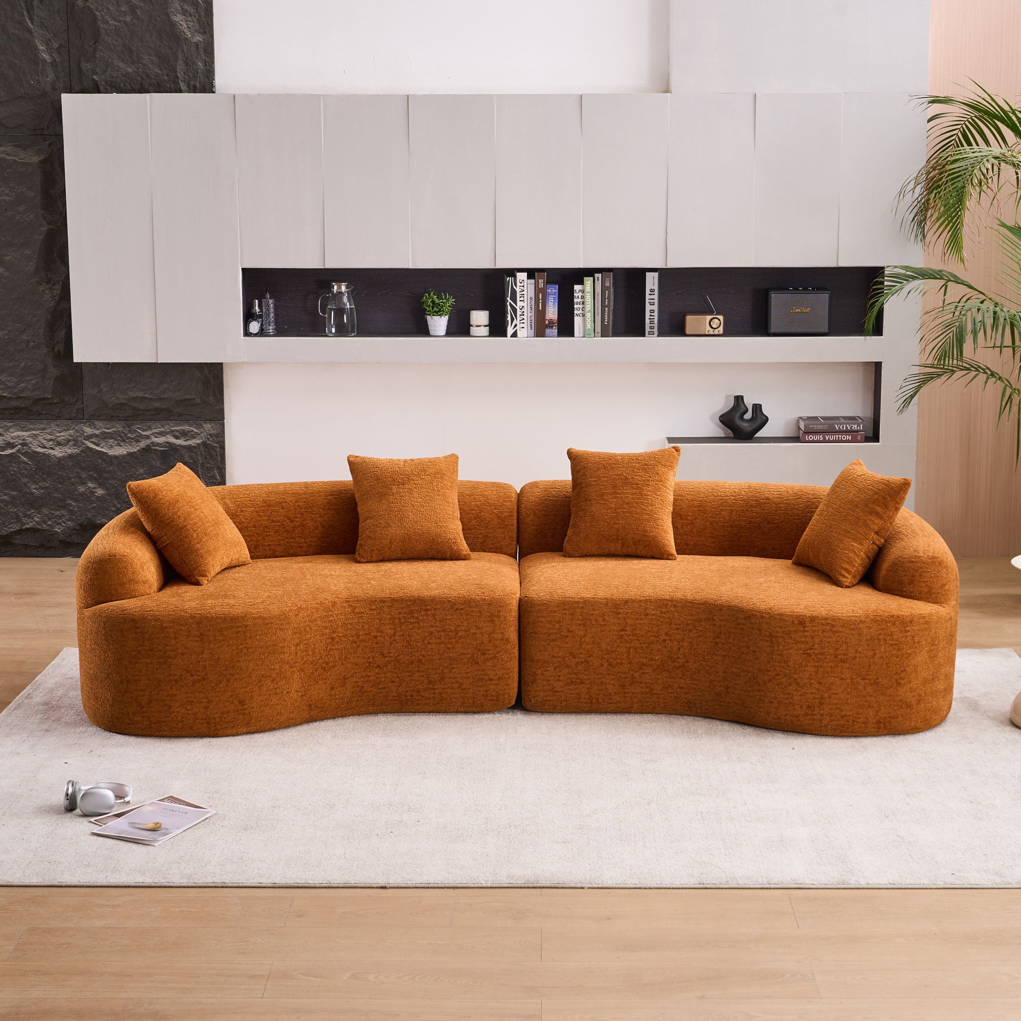 4 Seater Sofa With Fabric, 30D, 60 Hardness Full Sponge, 4 Pillow For Living Room, Home Furniture Sleeper Sectional Sofa For Apartment